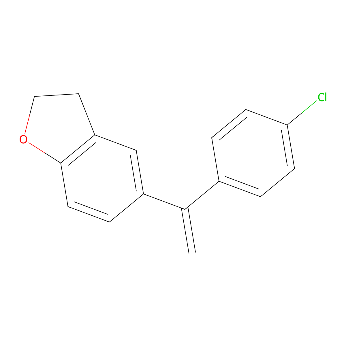 5-[1-(4-Chlorophenyl)ethenyl]-2,3-dihydro-1-benzofuran molecular structure, CAS 139921-08-7