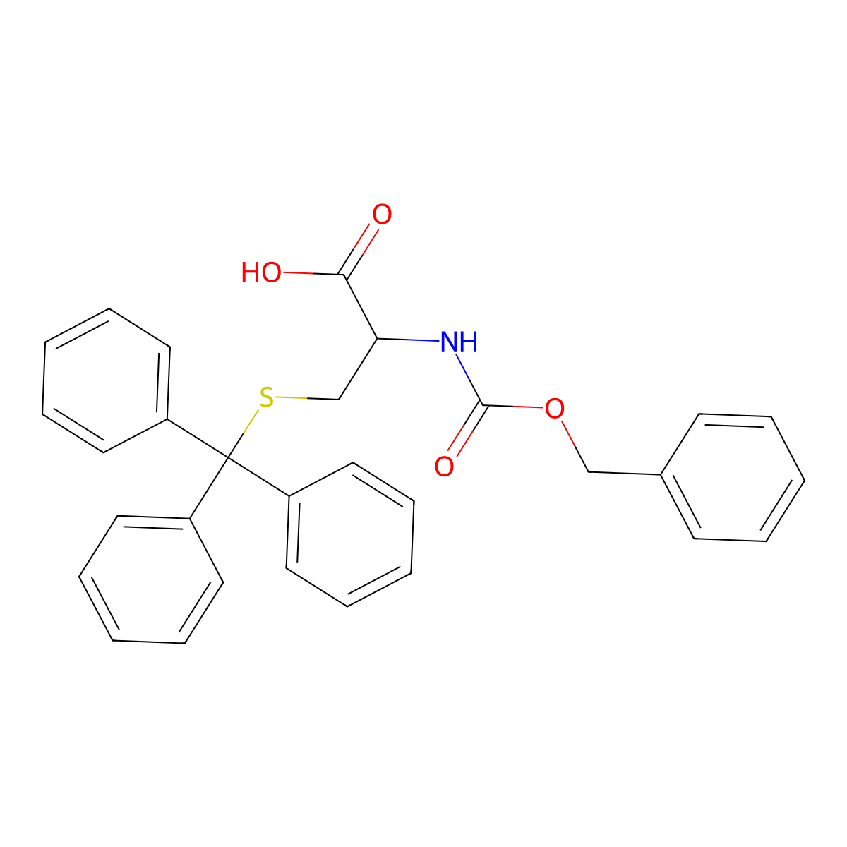 (2S)-2-{[(benzyloxy)carbonyl]amino}-3-[(triphenylmethyl)sulfanyl]propanoic acid molecular structure, CAS 139924-67-7