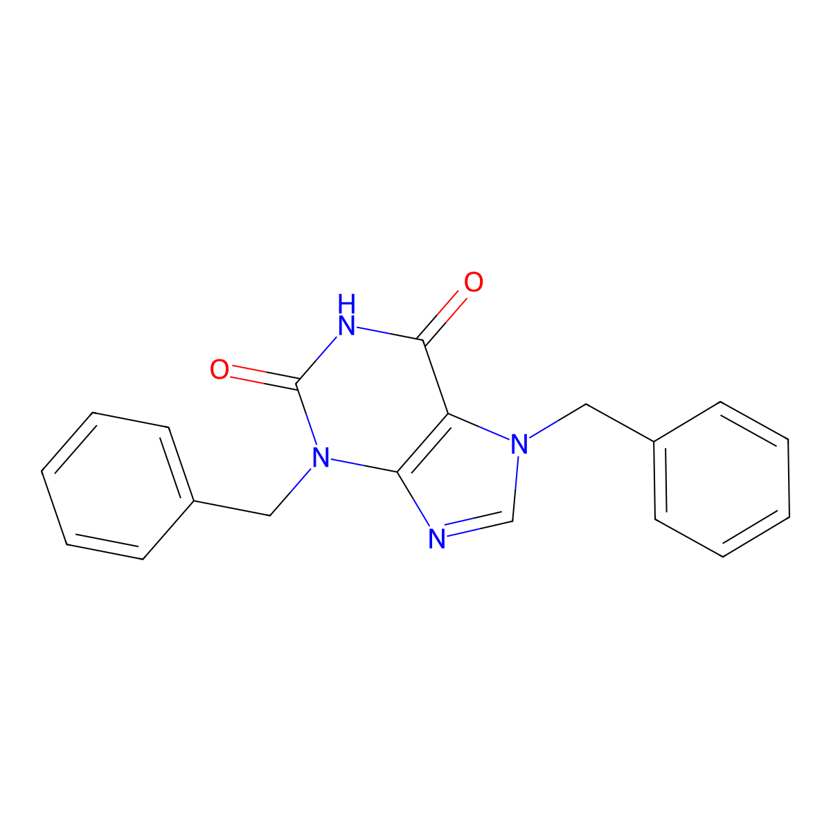 3,7-Dibenzyl-3,7-dihydro-purine-2,6-dione molecular structure, CAS 139927-86-9