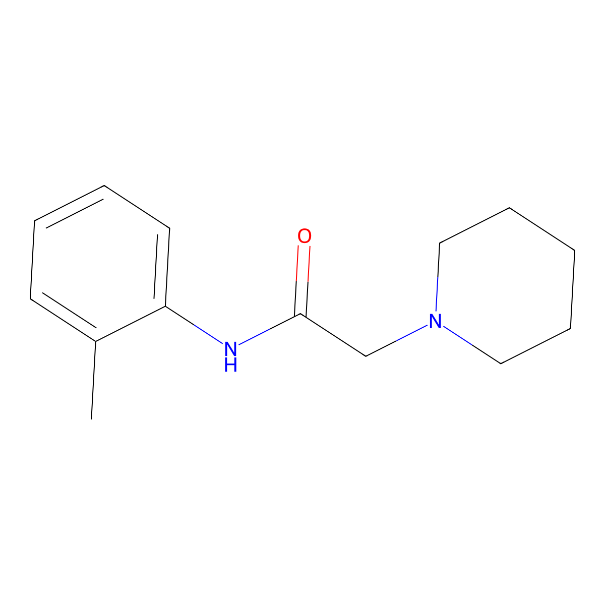 N-(O-Tolyl)-3-N'-piperidinoacetamide molecular structure, CAS 13993-02-7