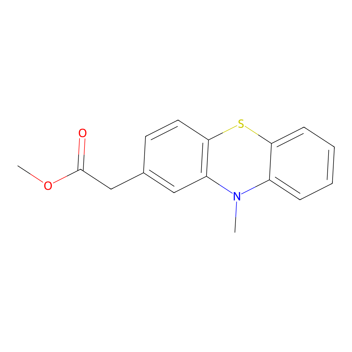 Methyl (10-methyl-10H-phenothiazin-2-YL)acetate molecular structure, CAS 13993-73-2