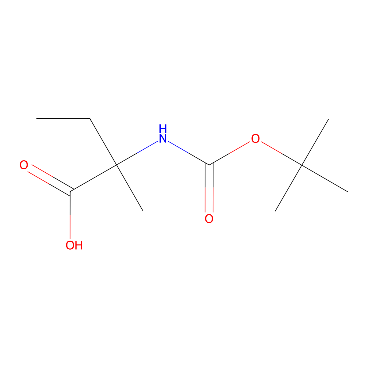 2-{[(Tert-butoxy)carbonyl]amino}-2-methylbutanoic acid molecular structure, CAS 139937-98-7