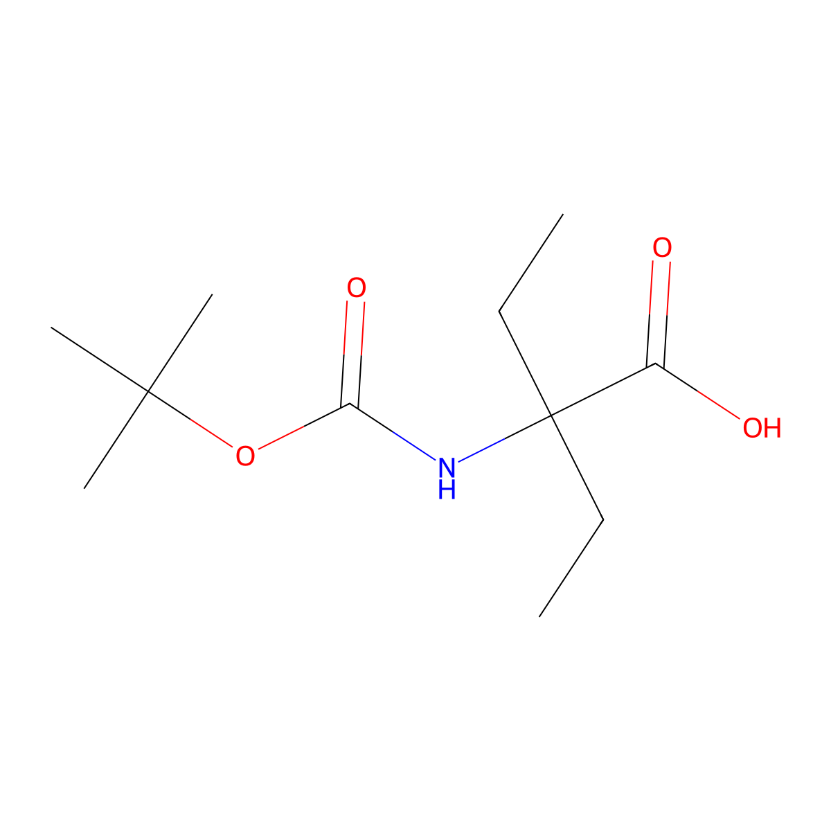 2-(((Tert-butoxy)carbonyl)amino)-2-ethylbutanoic acid molecular structure, CAS 139937-99-8