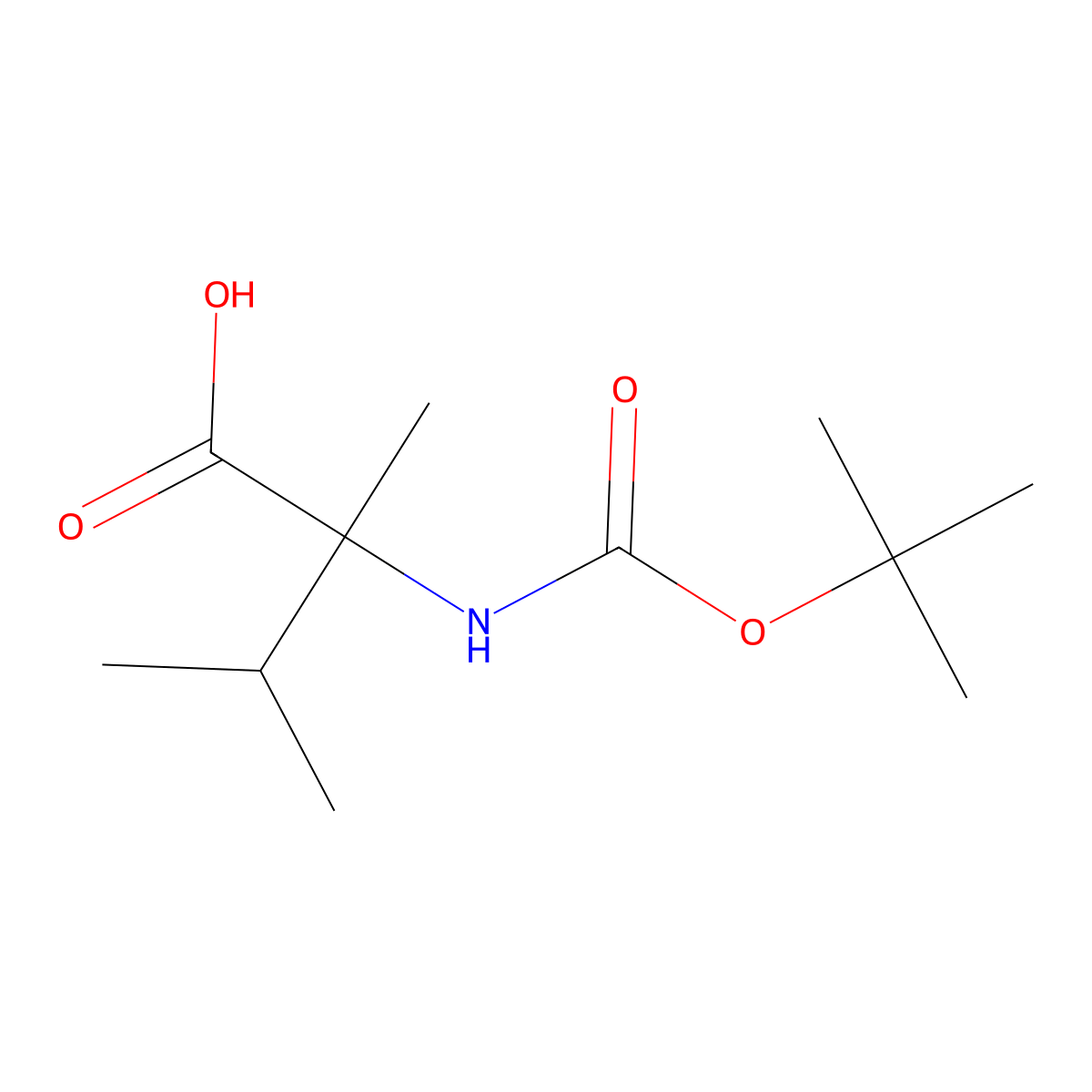 2-(((Tert-butoxy)carbonyl)amino)-2,3-dimethylbutanoic acid molecular structure, CAS 139938-00-4