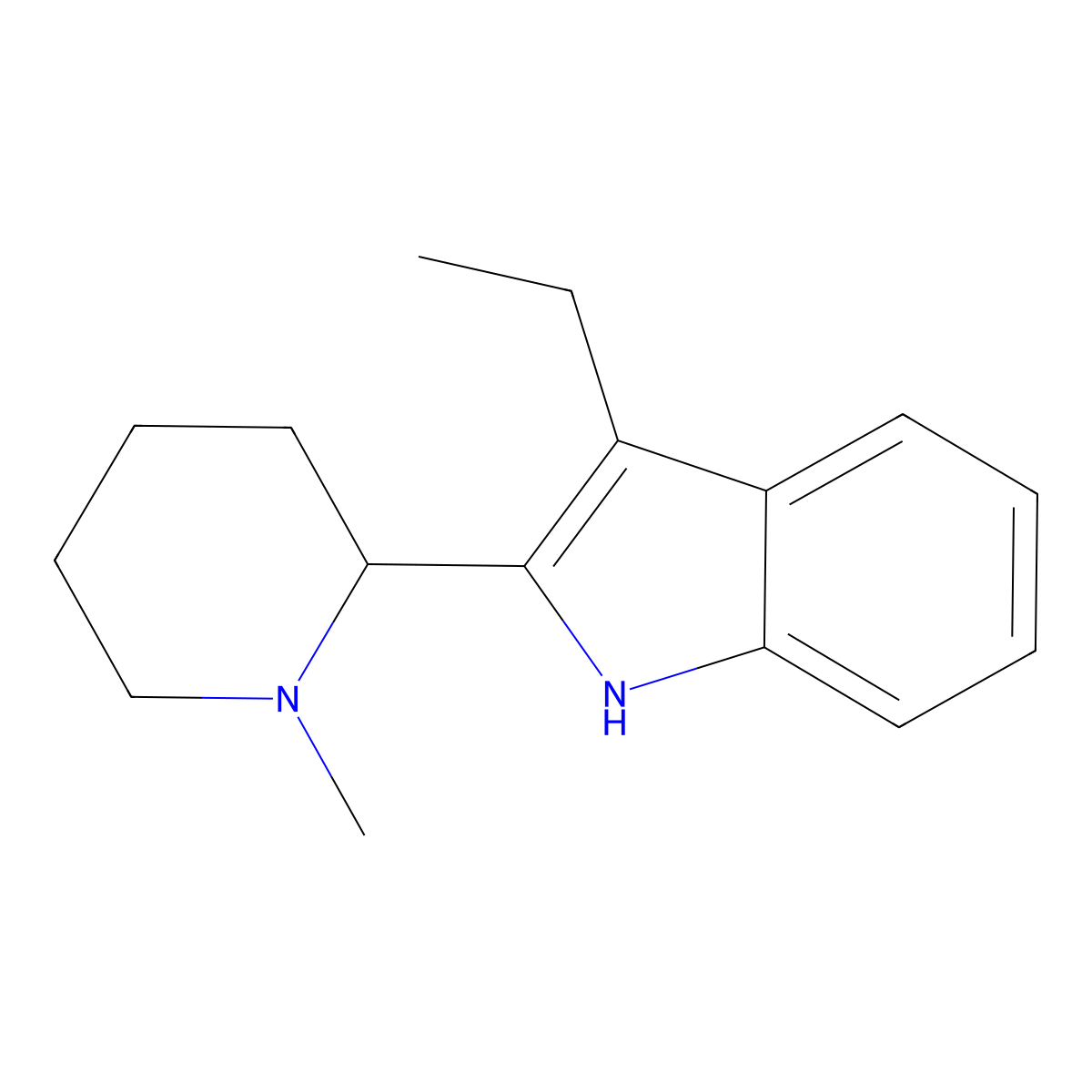 3-Ethyl-2-(1-methylpiperidin-2-yl)-1H-indole molecular structure, CAS 13994-11-1