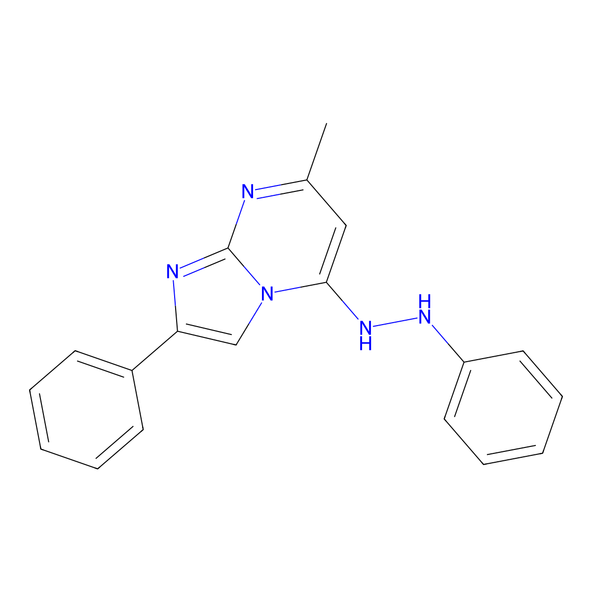 7-Methyl-2-phenyl-5-(2-phenylhydrazino)imidazo[1,2-a]pyrimidine molecular structure, CAS 13994-75-7