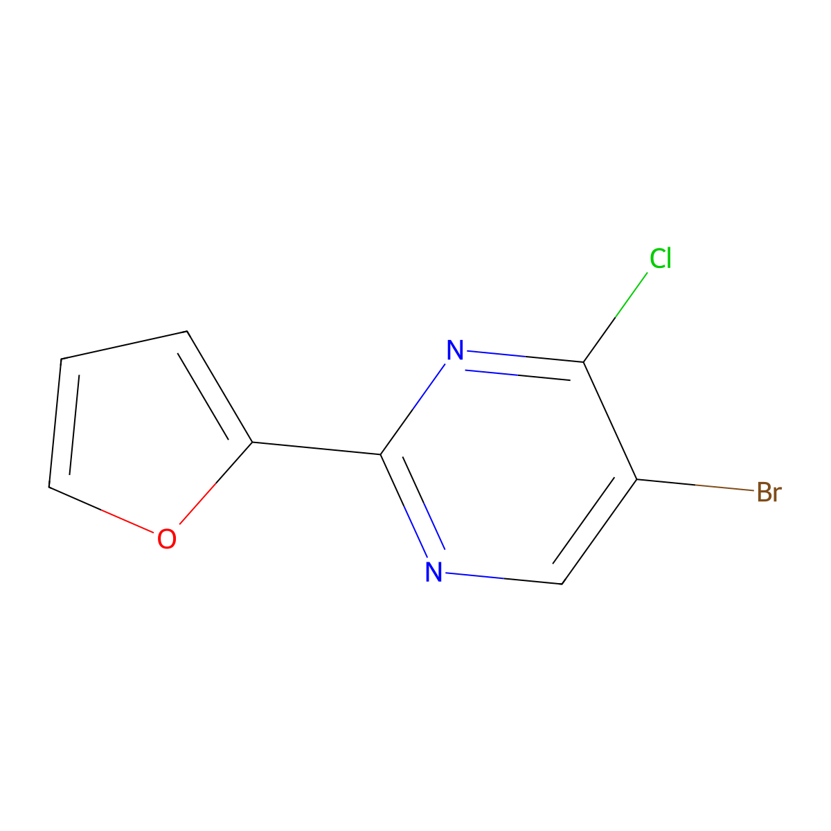 4-Chloro-5-bromo-2-(2-furyl)pyrimidine molecular structure, CAS 1399479-66-3