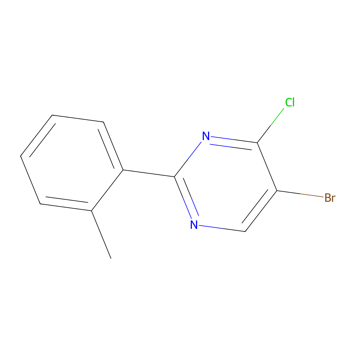 4-Chloro-5-bromo-2-(2-tolyl)pyrimidine molecular structure, CAS 1399479-72-1