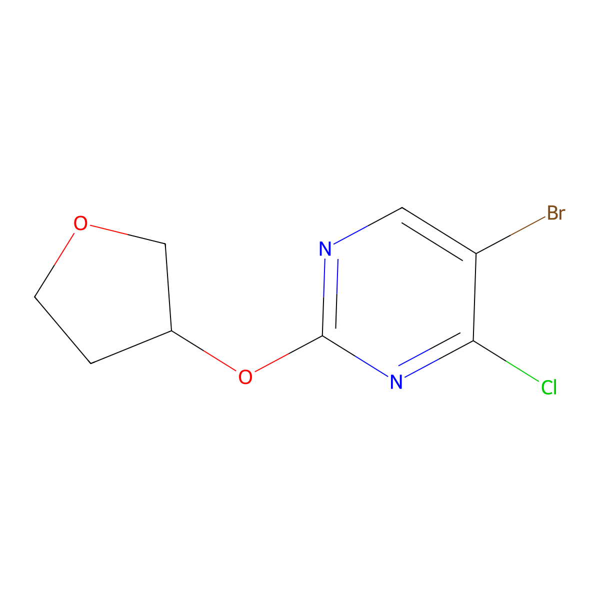 4-Chloro-5-bromo-2-(tetrahydrofuran-3-yloxy)pyrimidine molecular structure, CAS 1399479-87-8