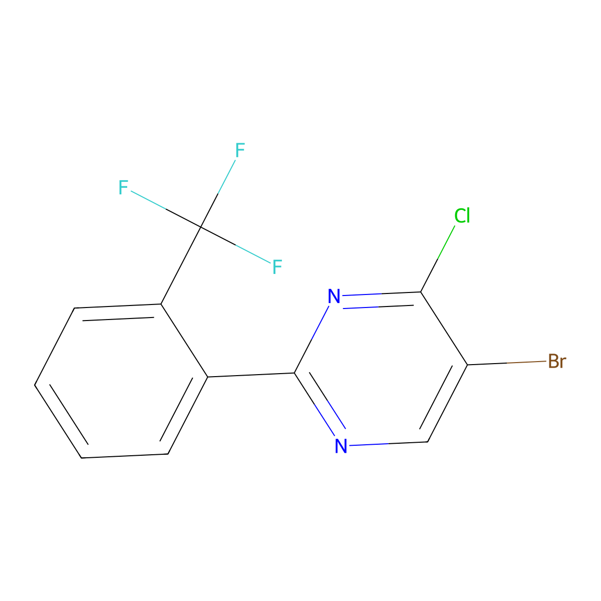 4-Chloro-5-bromo-2-(2-trifluoromethylphenyl)pyrimidine molecular structure, CAS 1399480-08-0