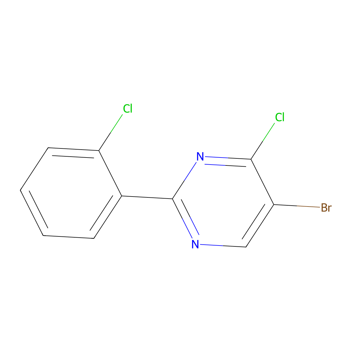 4-Chloro-5-bromo-2-(2-chlorophenyl)pyrimidine molecular structure, CAS 1399480-15-9