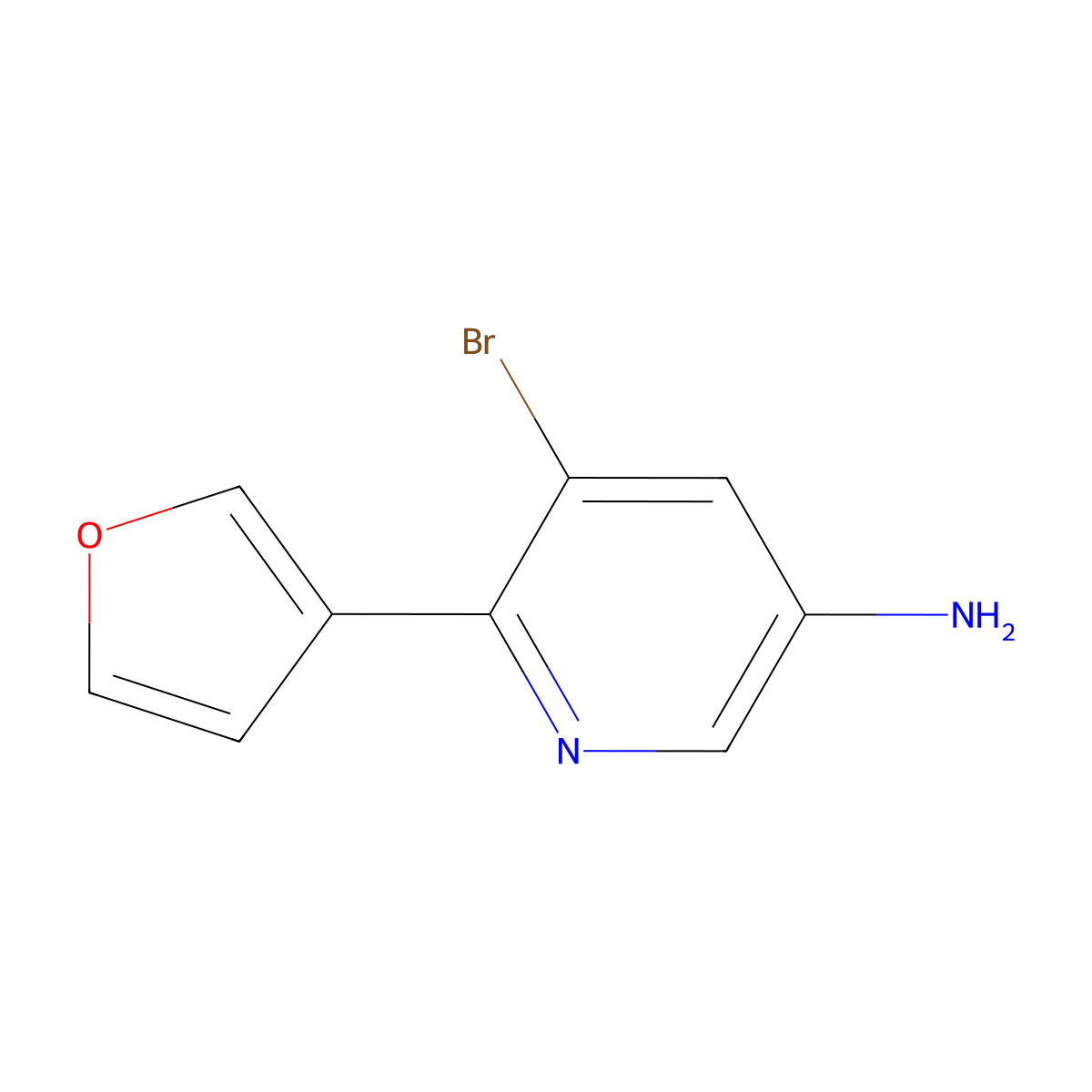 3-Amino-5-bromo-6-(3-furyl)pyridine molecular structure, CAS 1399480-18-2