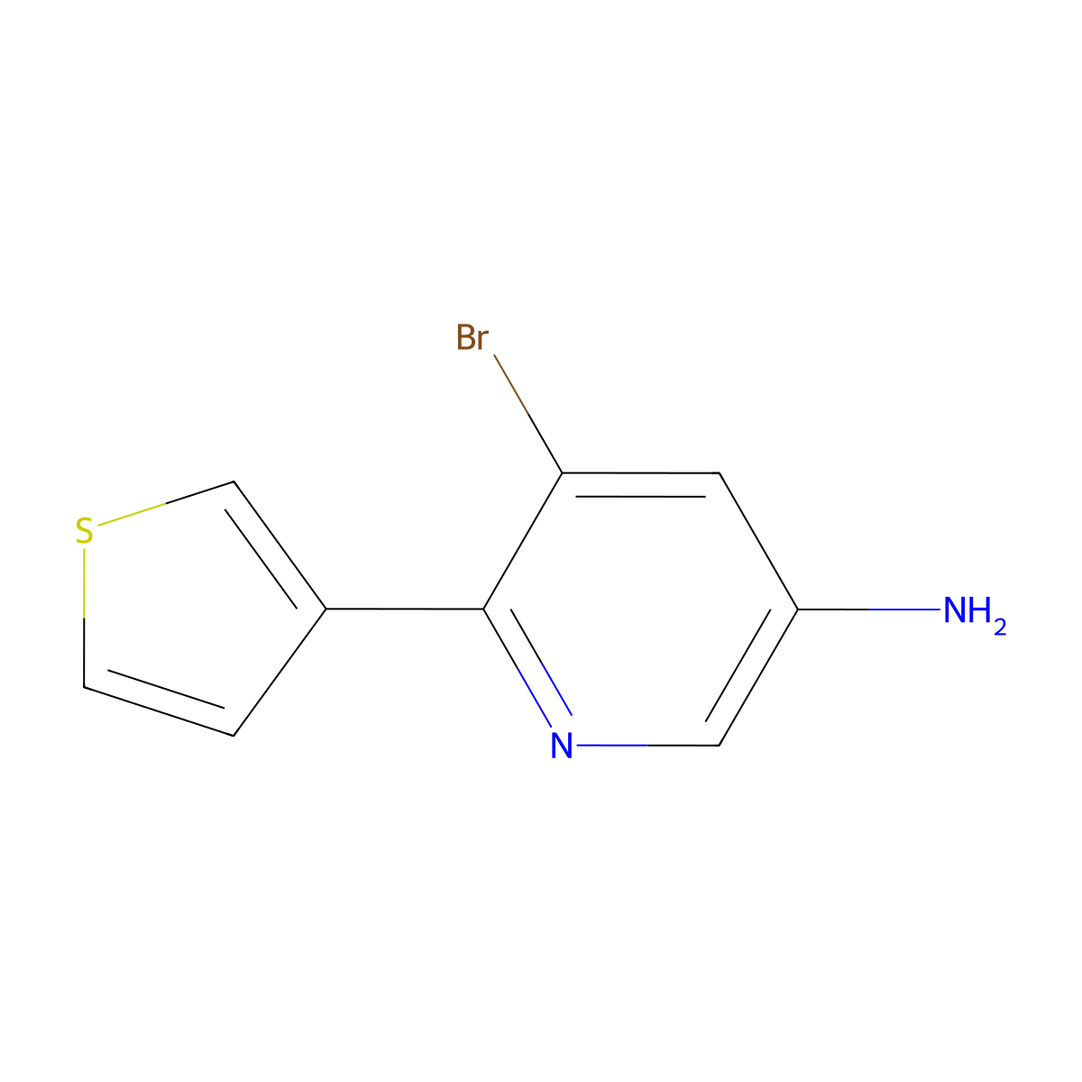 3-Amino-5-bromo-6-(3-thienyl)pyridine molecular structure, CAS 1399480-19-3
