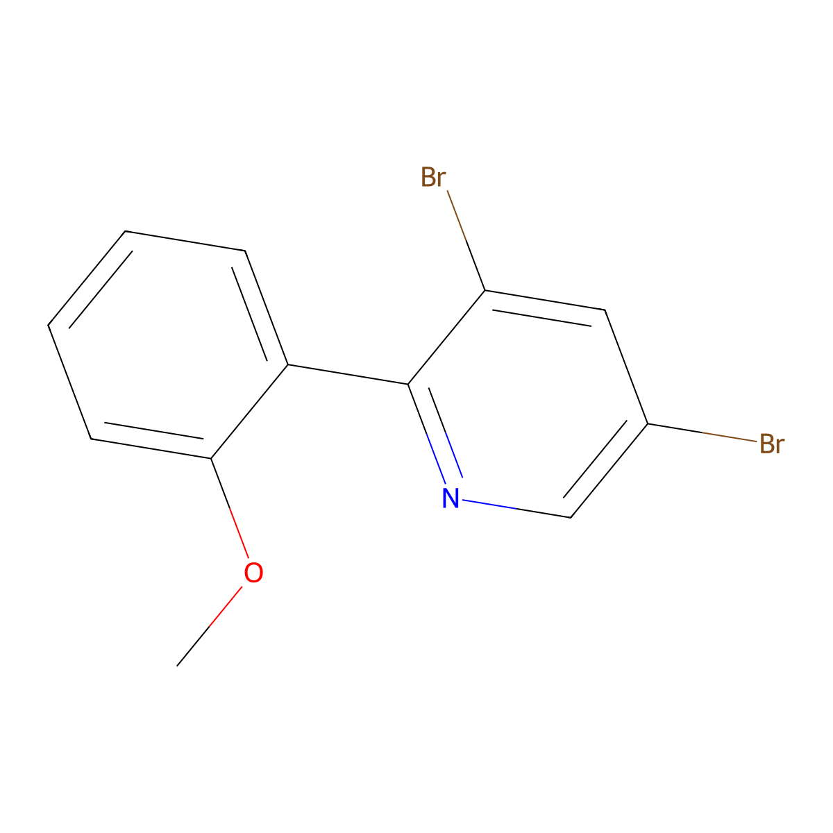 3,5-Dibromo-6-(2-methoxyphenyl)pyridine molecular structure, CAS 1399480-62-6