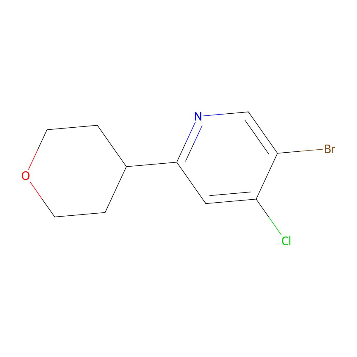 3-Bromo-4-chloro-6-(4-tetrahydropyranyl)pyridine molecular structure, CAS 1399480-65-9