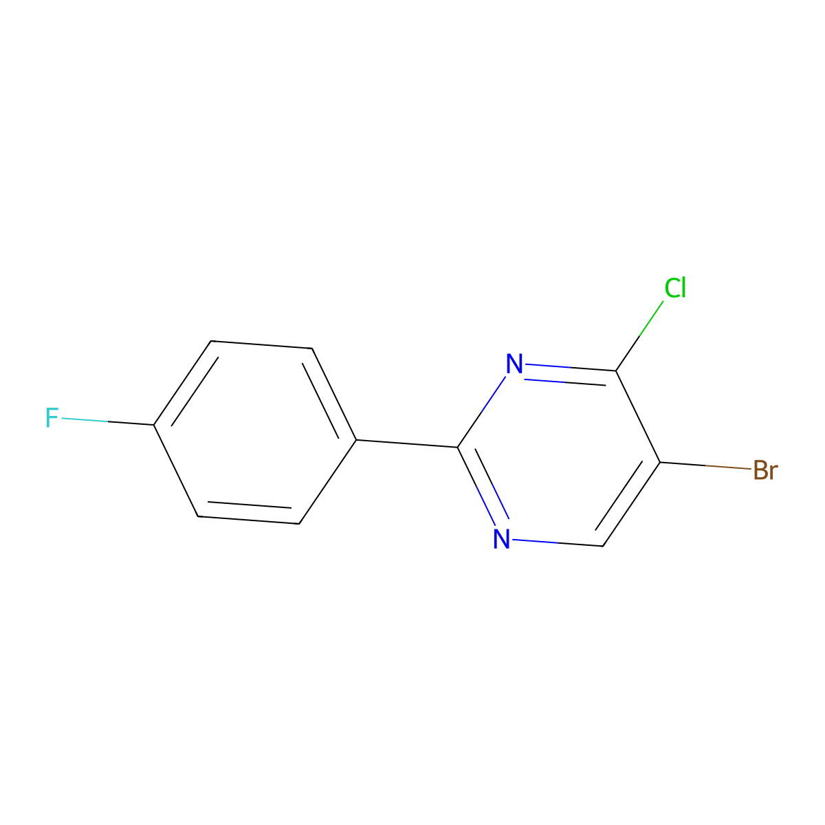 5-Bromo-4-chloro-2-(4-fluorophenyl)pyrimidine molecular structure, CAS 1399480-66-0