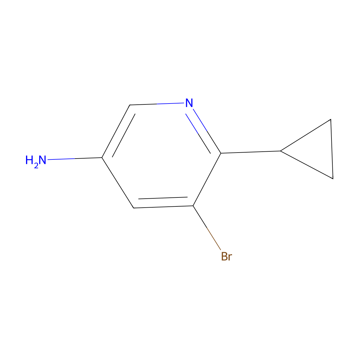 5-Bromo-6-cyclopropyl-3-pyridinamine molecular structure, CAS 1399480-74-0