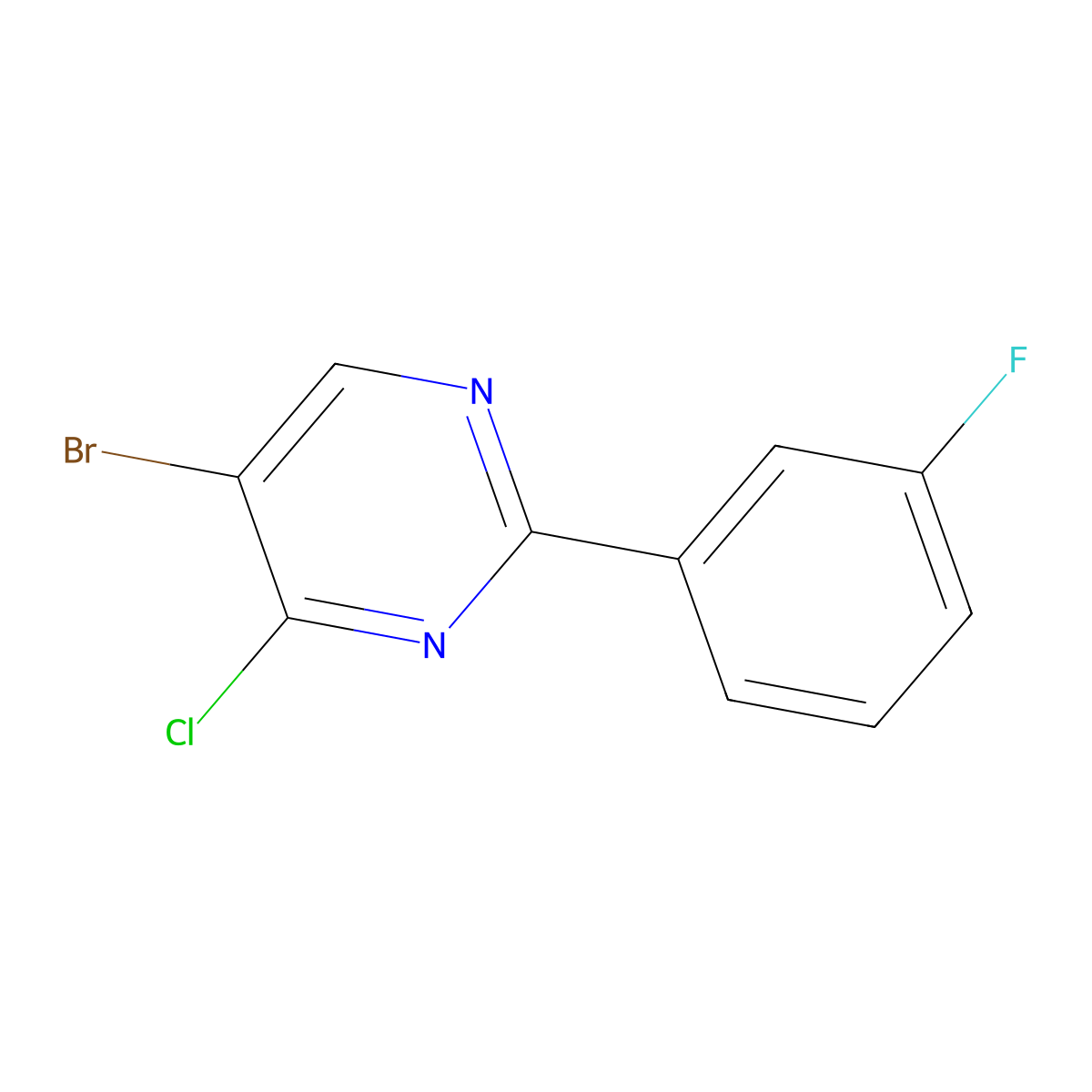 5-Bromo-4-chloro-2-(3-fluorophenyl)pyrimidine molecular structure, CAS 1399480-96-6