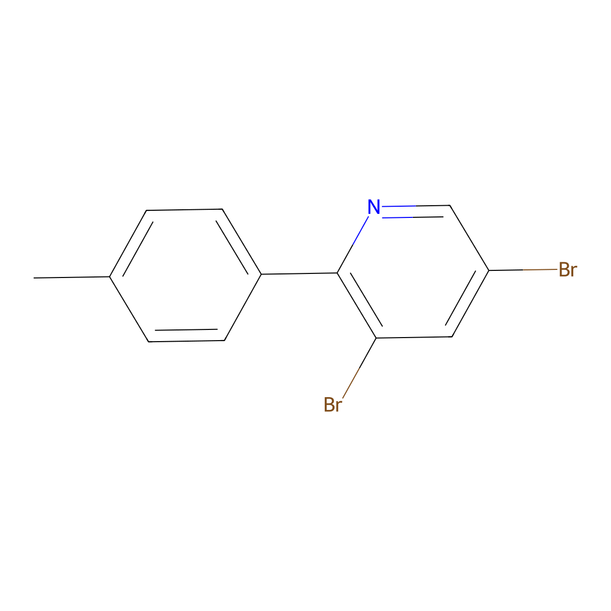 3,5-Dibromo-6-(4-tolyl)pyridine molecular structure, CAS 1399481-10-7