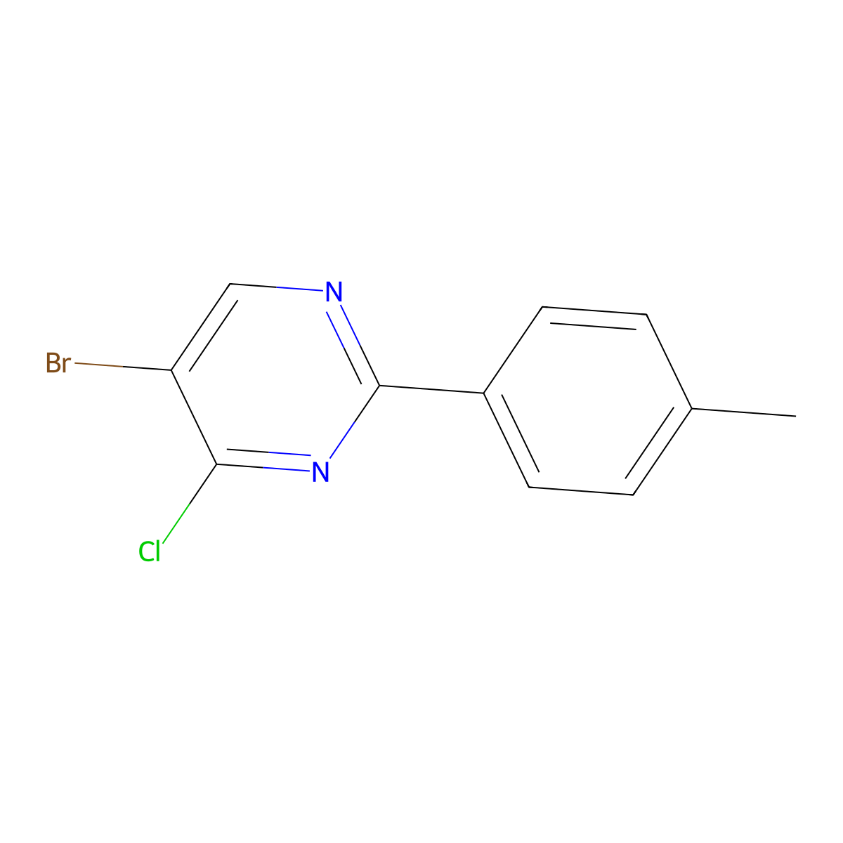 5-Bromo-4-chloro-2-(p-tolyl)pyrimidine molecular structure, CAS 1399481-13-0