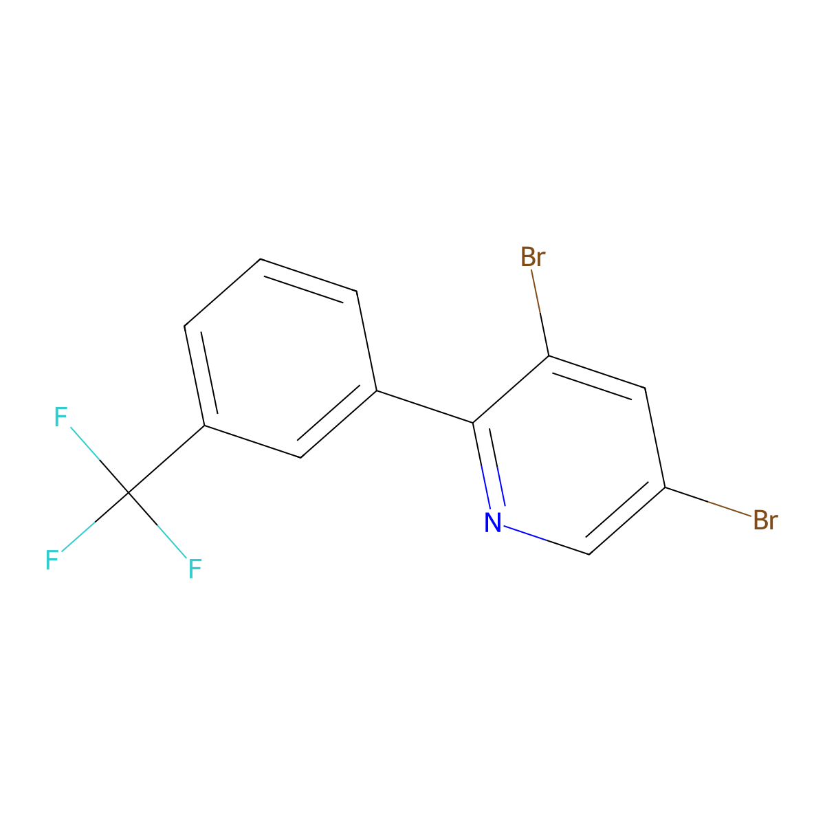 3,5-Dibromo-6-(3-trifluoromethylphenyl)pyridine molecular structure, CAS 1399481-16-3