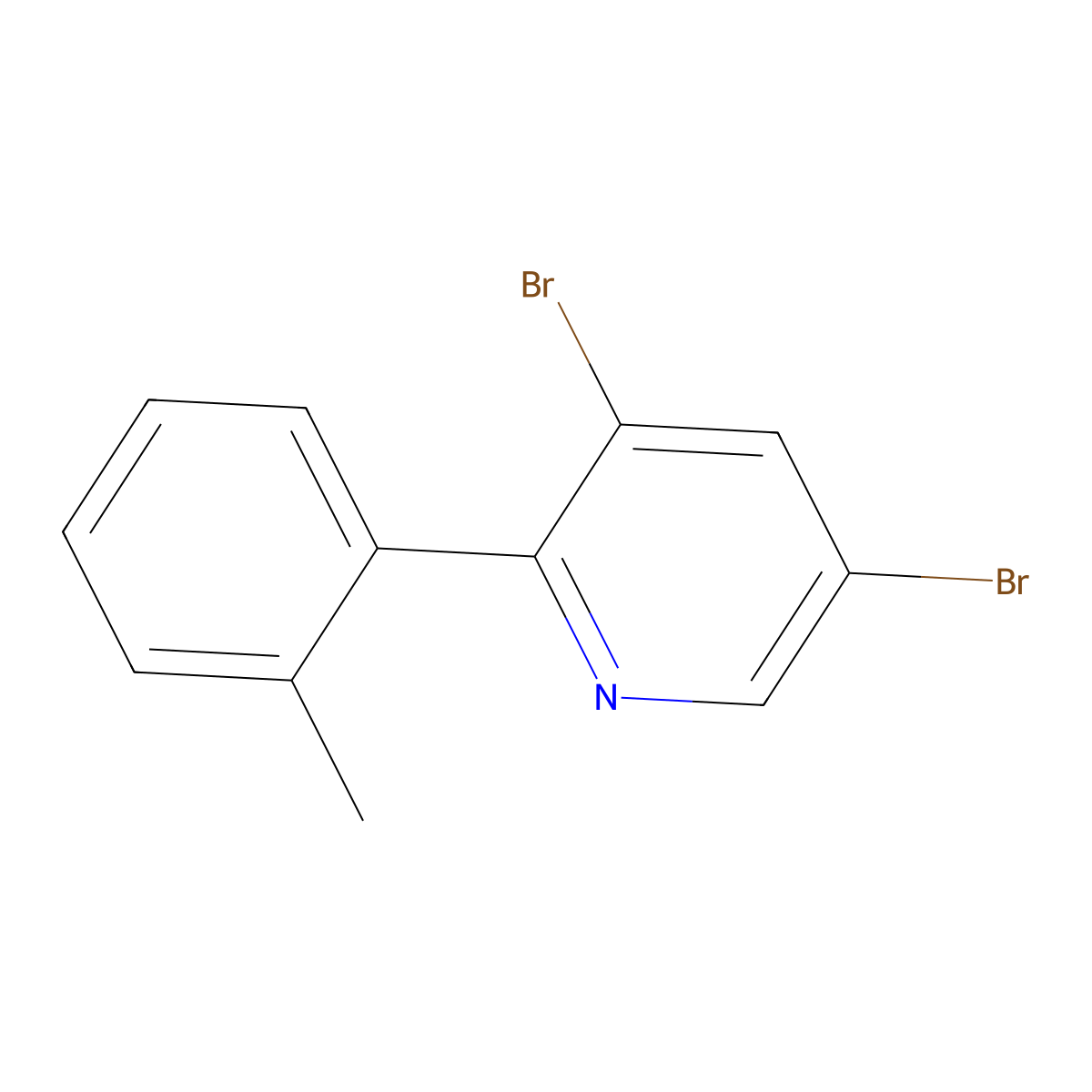 3,5-Dibromo-2-(2-tolyl)pyridine molecular structure, CAS 1399481-30-1