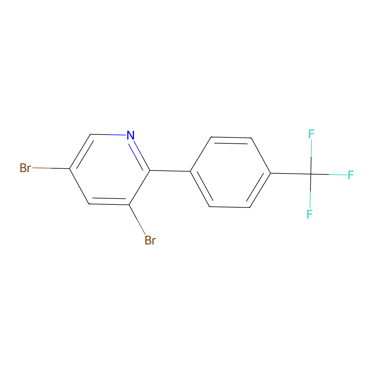 3,5-Dibromo-6-(4-trifluoromethylphenyl)pyridine molecular structure, CAS 1399481-31-2