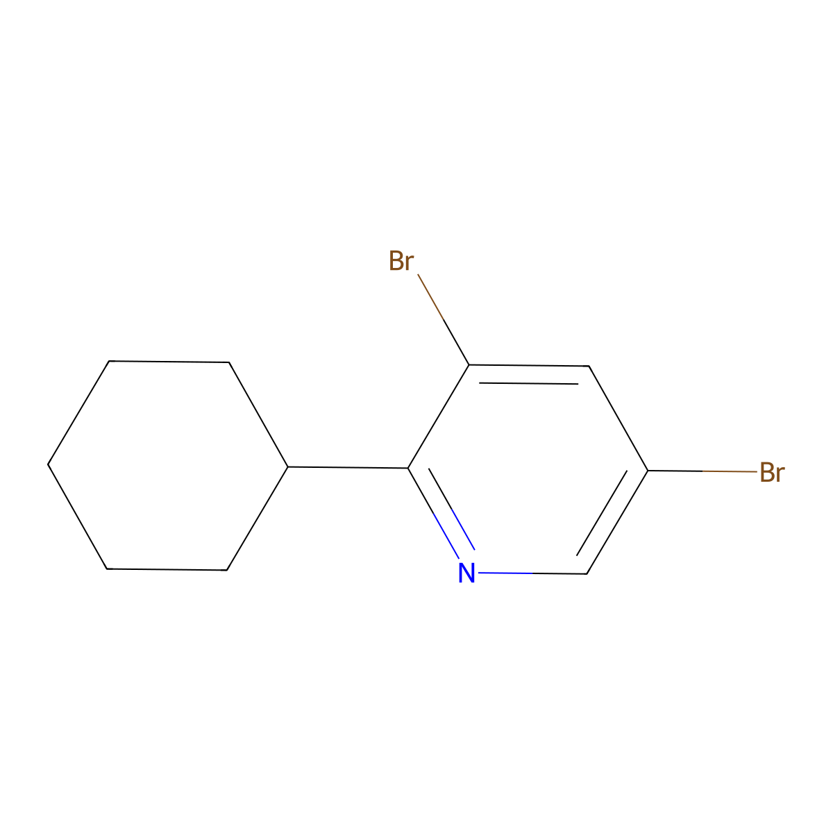 3,5-Dibromo-6-(cyclohexyl)pyridine molecular structure, CAS 1399481-37-8