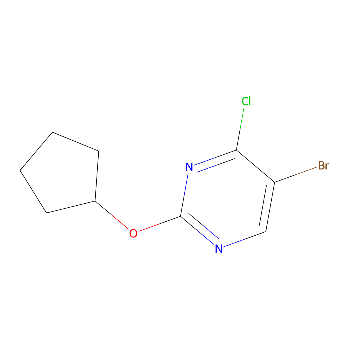4-Chloro-5-bromo-2-(cyclopentoxy)pyrimidine molecular structure, CAS 1399481-55-0