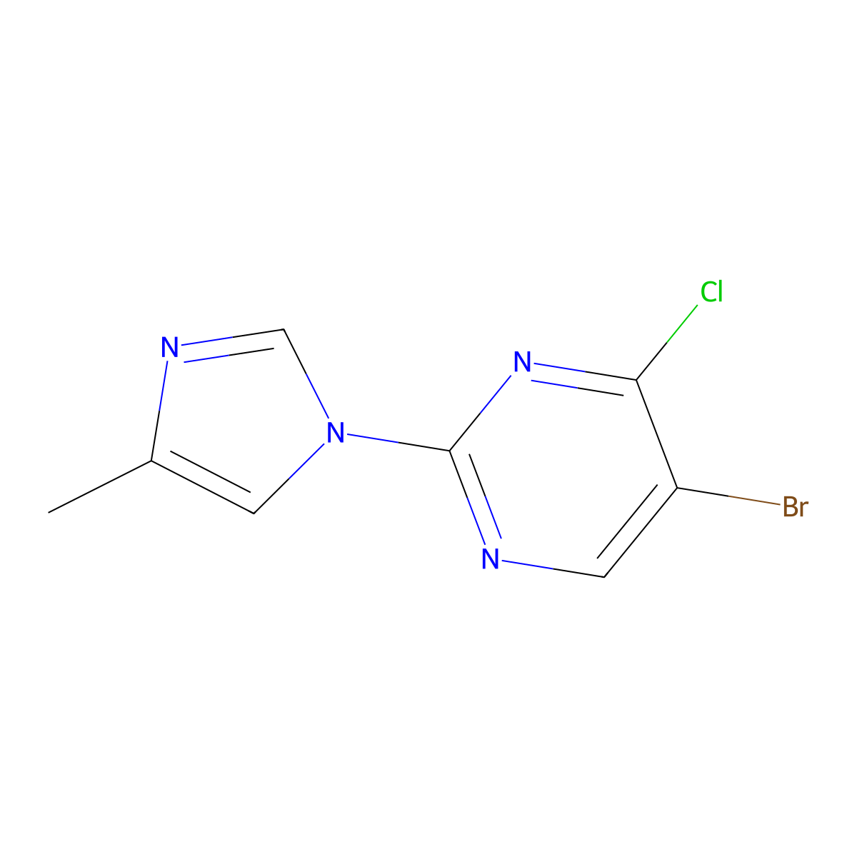 4-Chloro-5-bromo-2-(4-methylimidazol-1-yl)pyrimidine molecular structure, CAS 1399481-61-8