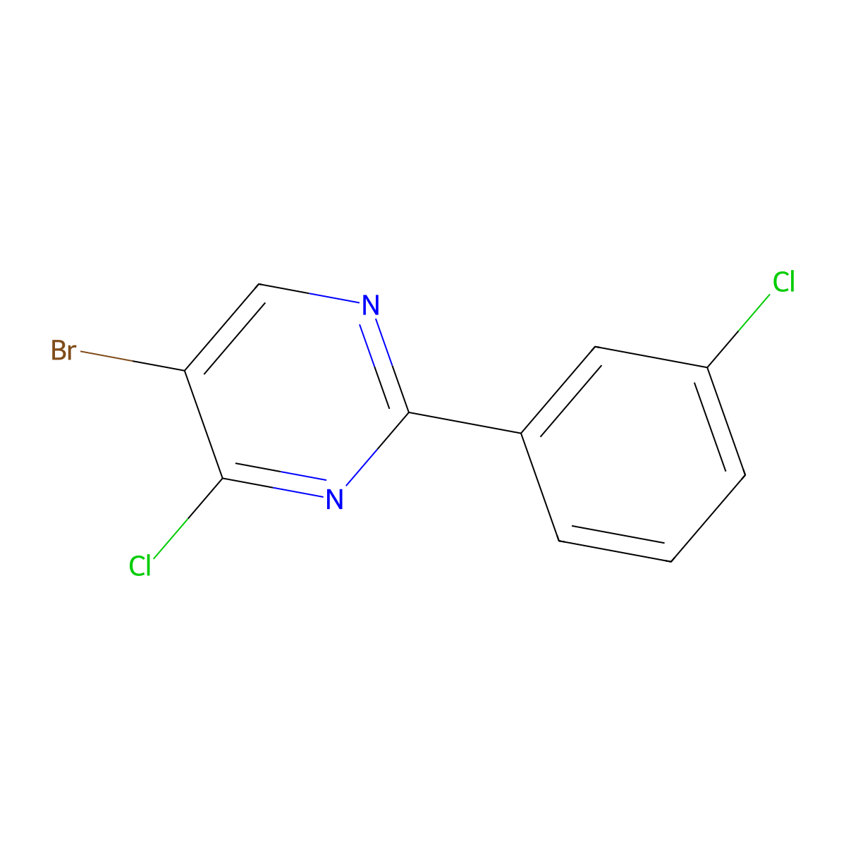 5-Bromo-4-chloro-2-(3-chlorophenyl)pyrimidine molecular structure, CAS 1399481-70-9