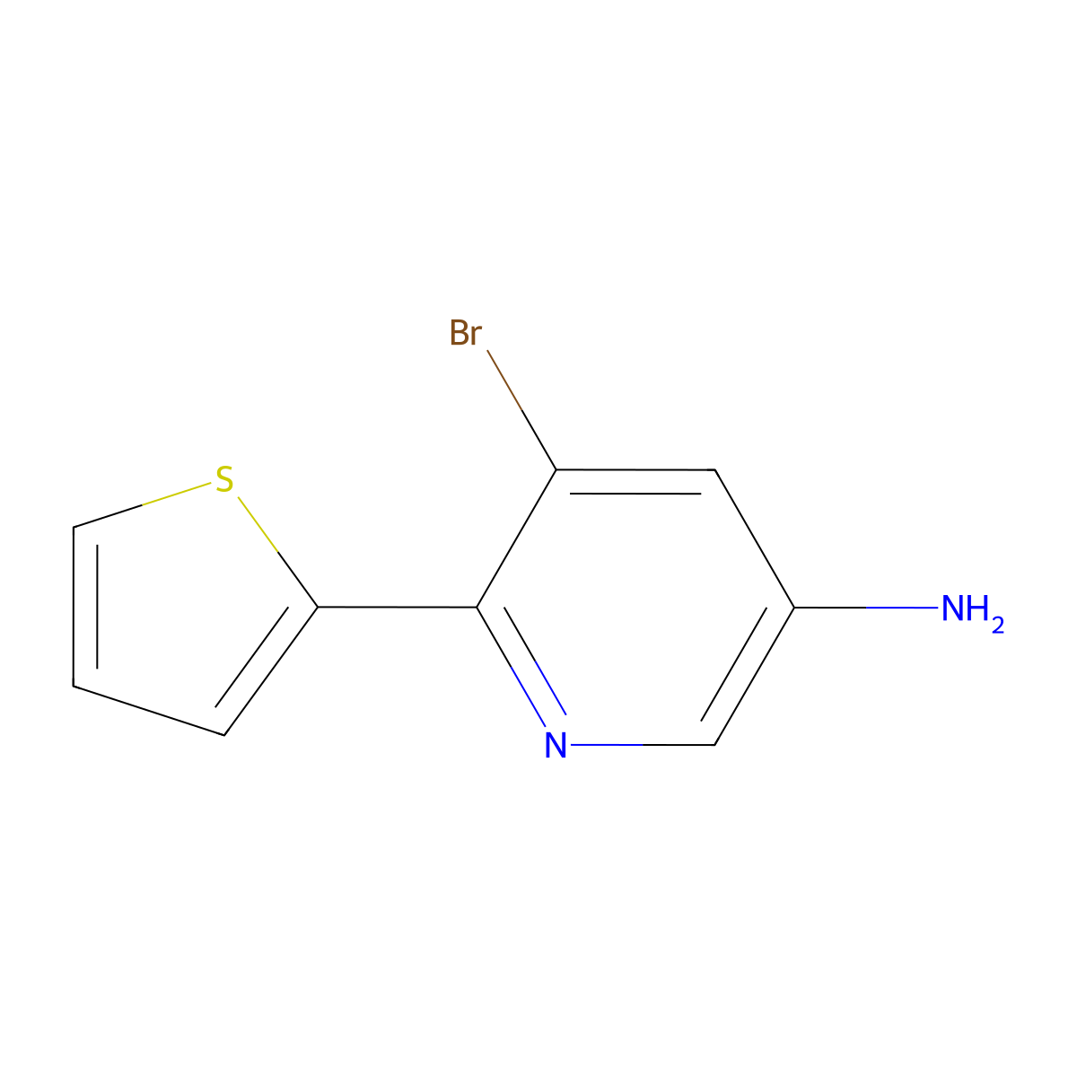 3-Amino-5-bromo-6-(2-thienyl)pyridine molecular structure, CAS 1399481-89-0