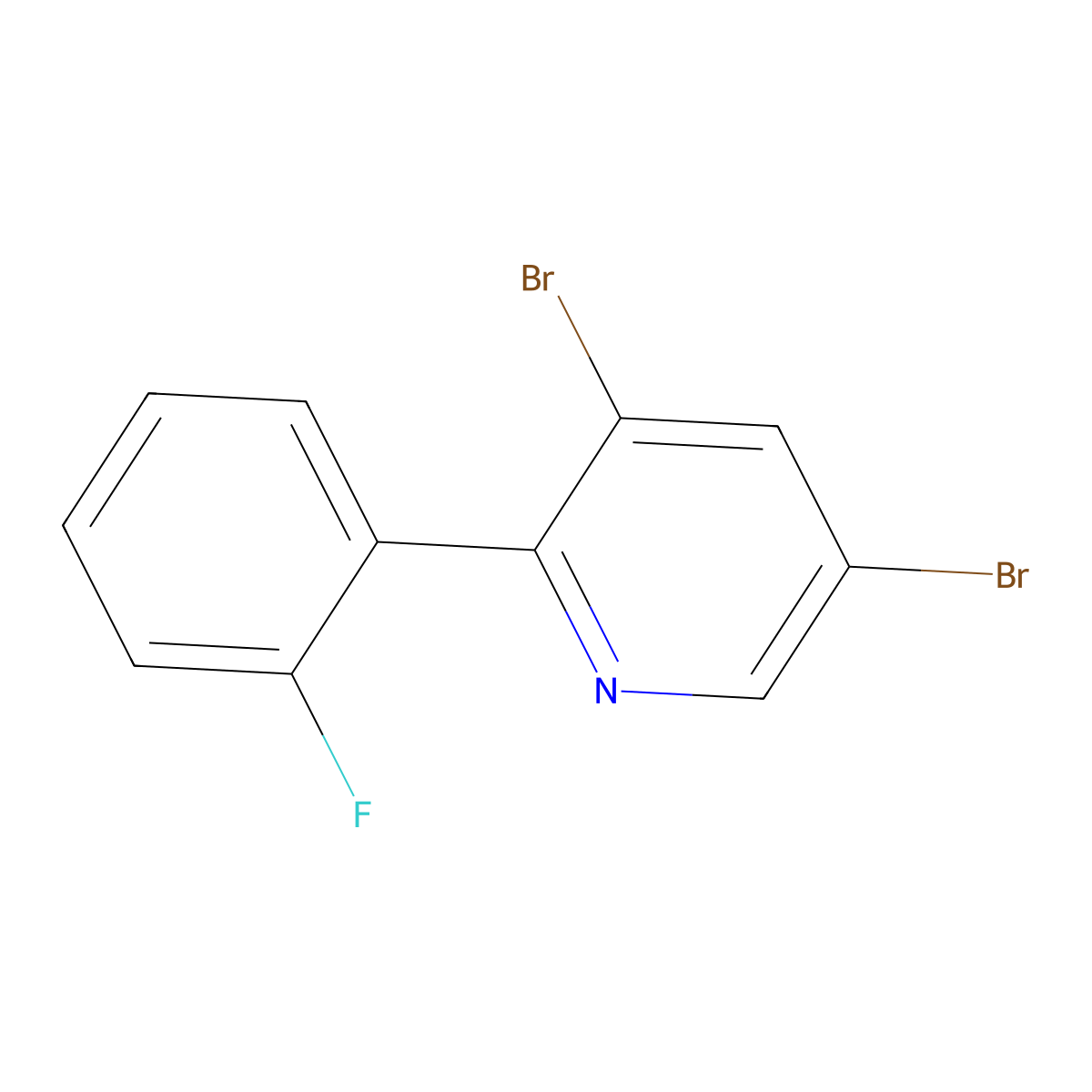 3,5-Dibromo-6-(2-fluorophenyl)pyridine molecular structure, CAS 1399482-02-0