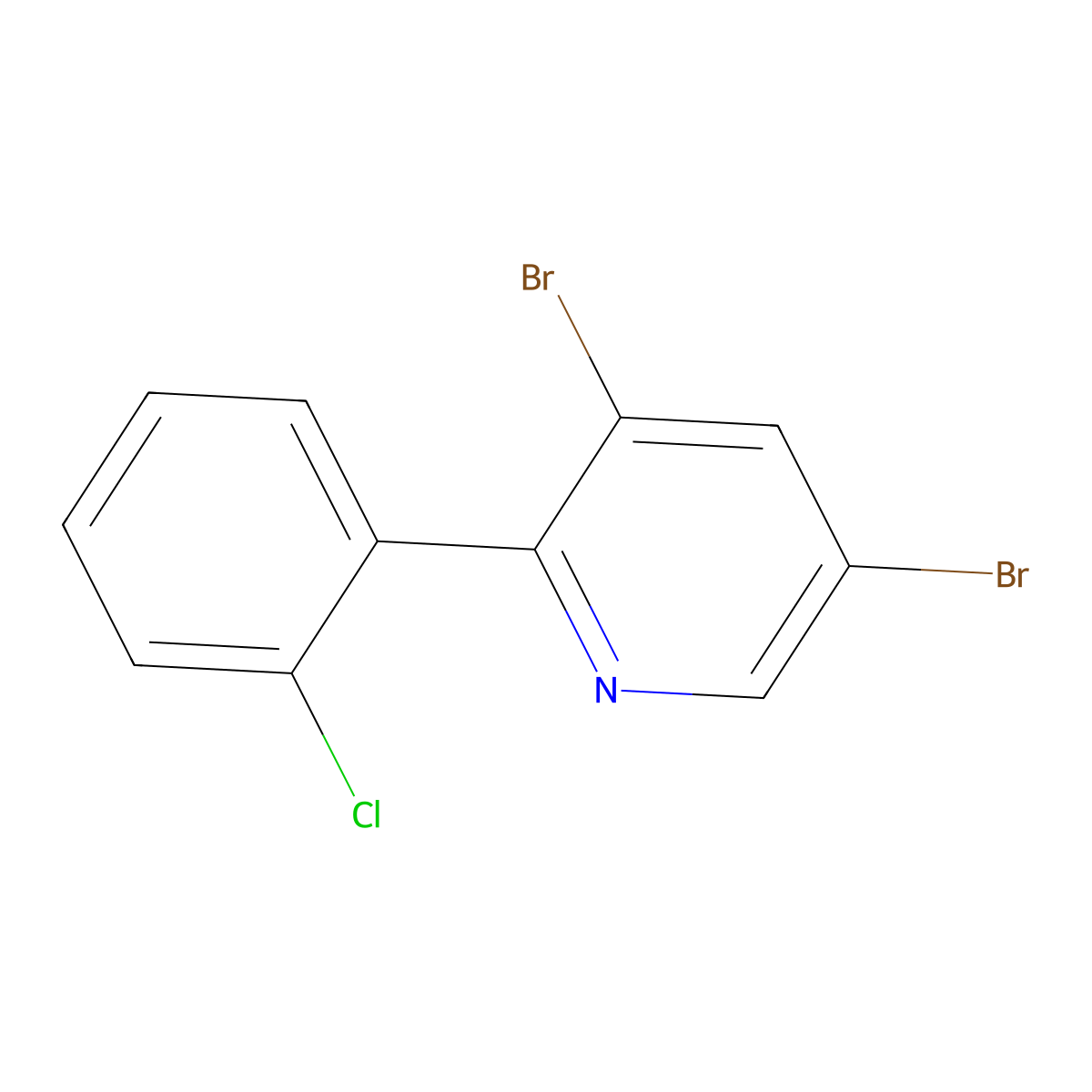 3,5-Dibromo-6-(2-chlorophenyl)pyridine molecular structure, CAS 1399482-04-2
