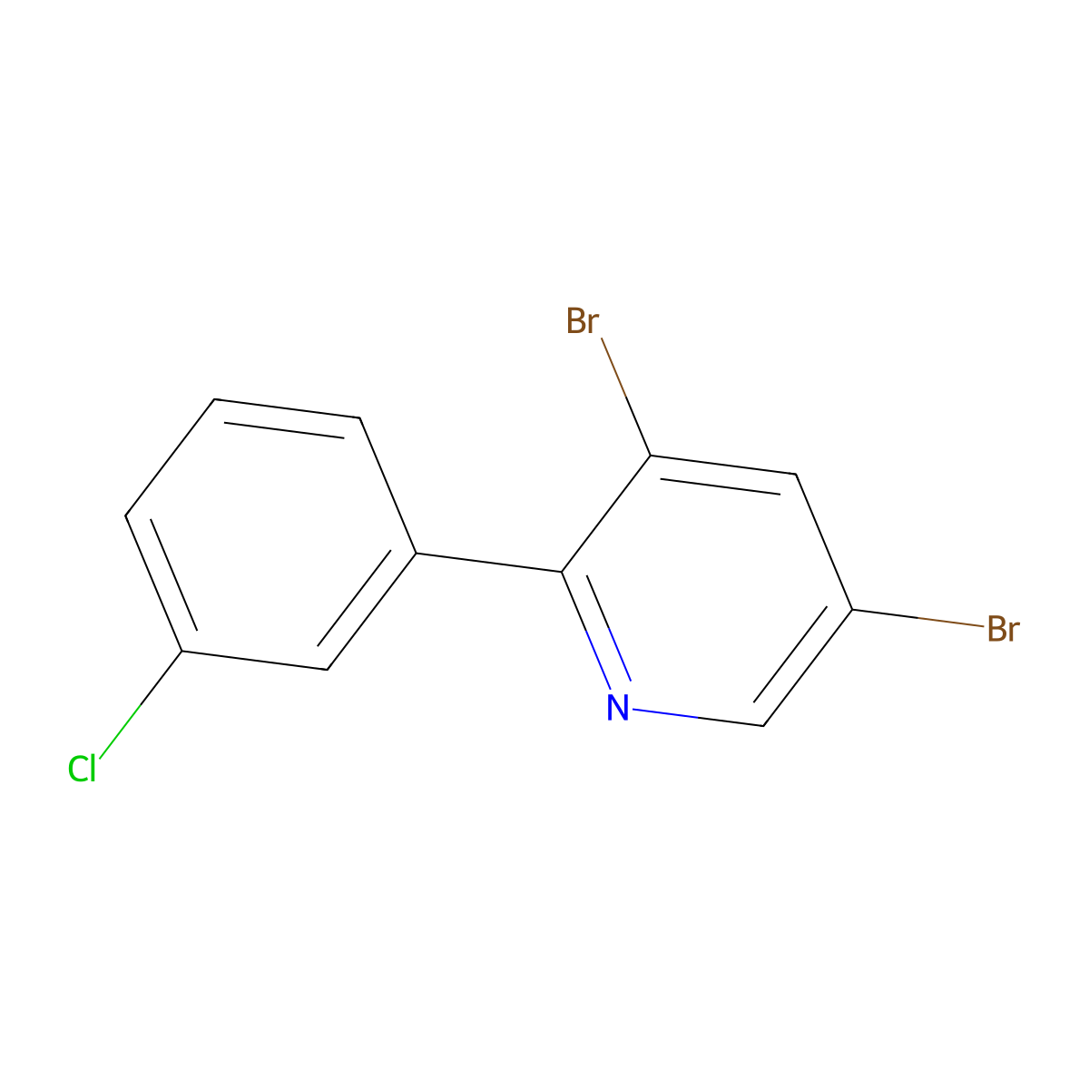 3,5-Dibromo-6-(3-chlorophenyl)pyridine molecular structure, CAS 1399482-08-6