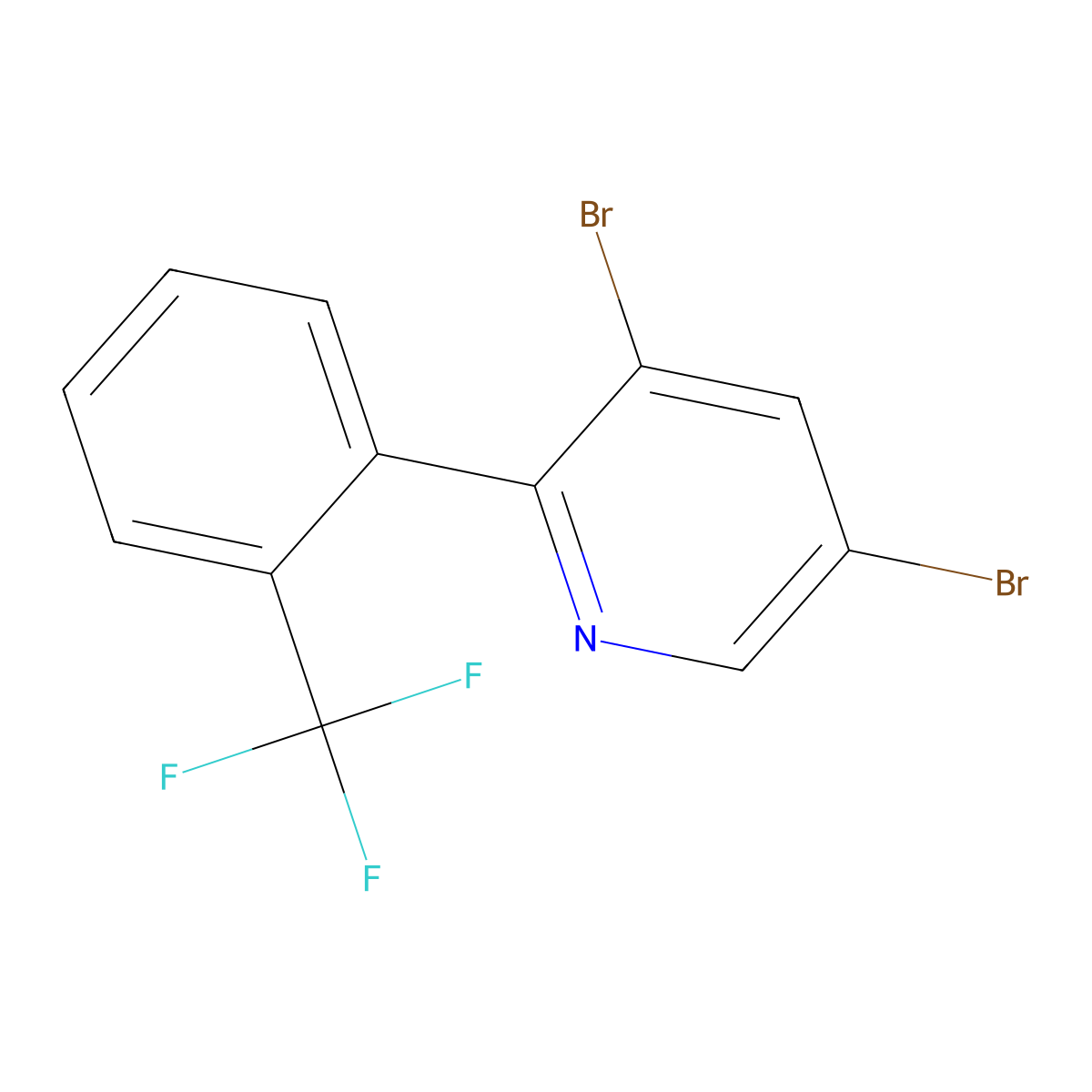 3,5-Dibromo-6-(2-trifluoromethylphenyl)pyridine molecular structure, CAS 1399482-13-3