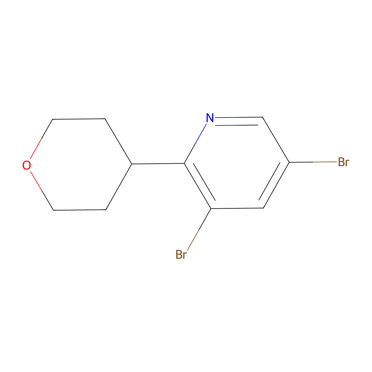 3,5-Dibromo-6-(4-tetrahydropyranyl)pyridine molecular structure, CAS 1399482-16-6