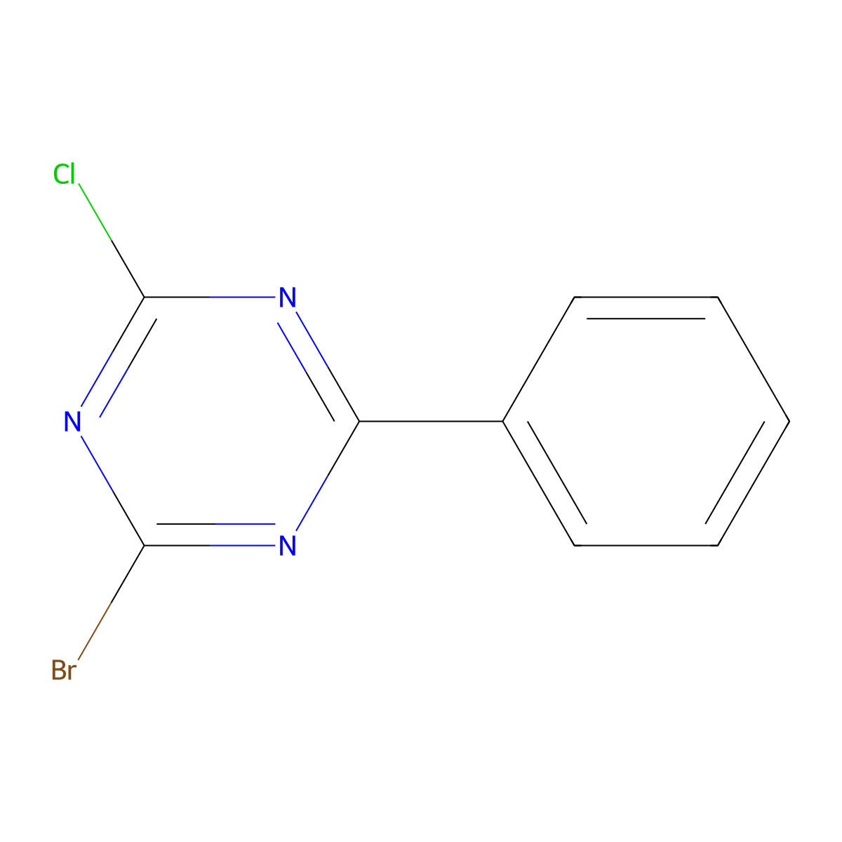 2-Bromo-4-chloro-6-phenyl-1,3,5-triazine molecular structure, CAS 1399482-24-6
