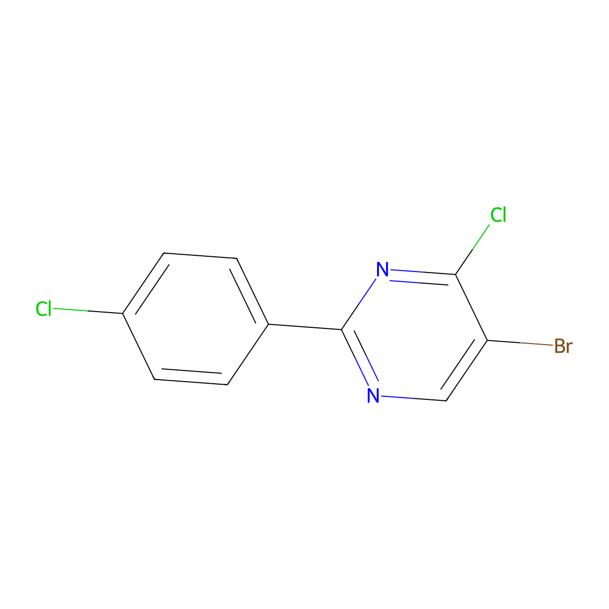 5-Bromo-4-chloro-2-(4-chlorophenyl)pyrimidine molecular structure, CAS 1399482-28-0