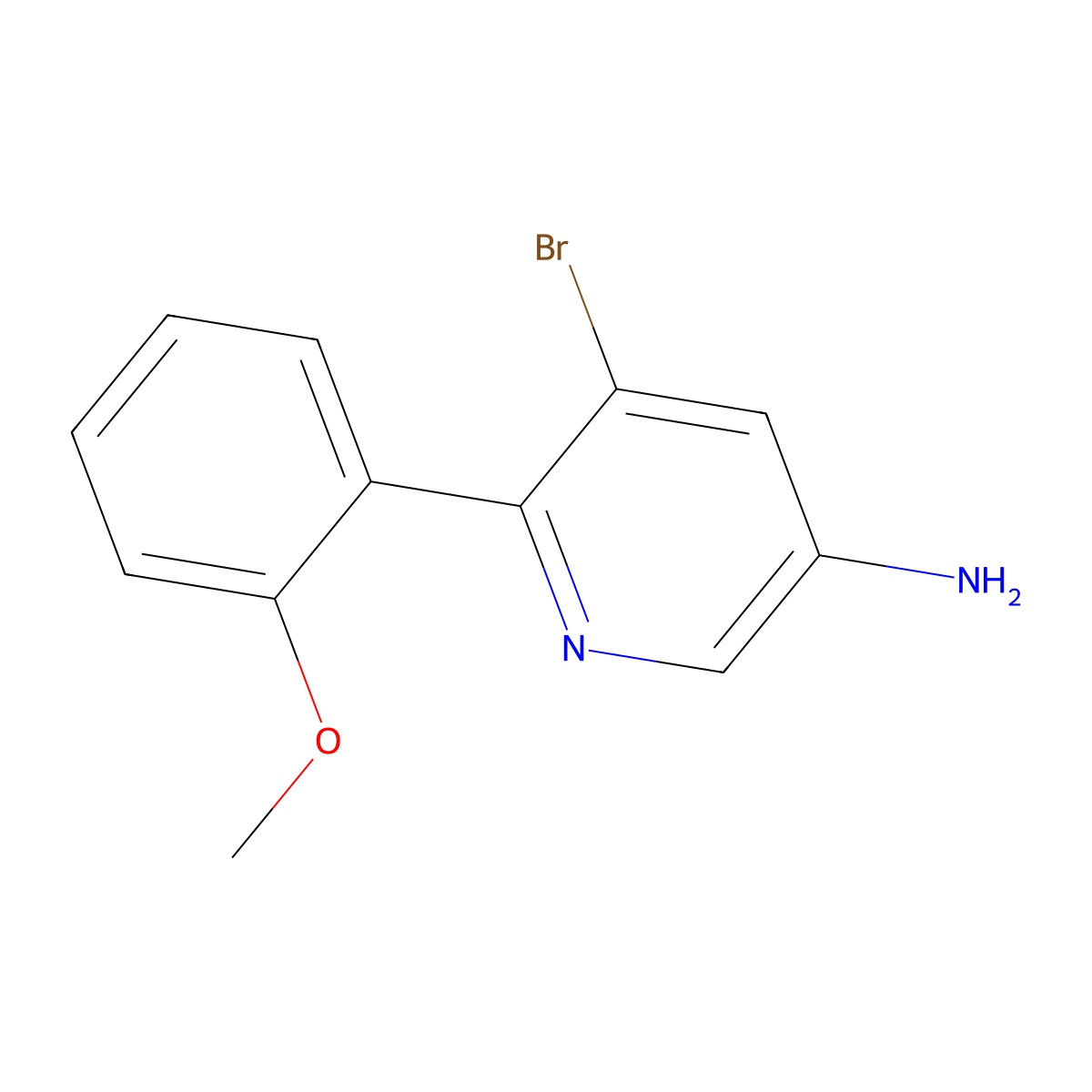 3-Amino-5-bromo-6-(2-methoxyphenyl)pyridine molecular structure, CAS 1399482-36-0