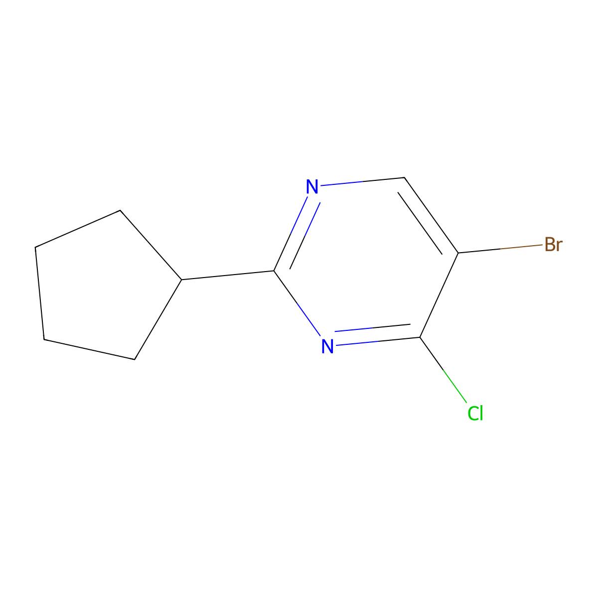 4-Chloro-5-bromo-2-(cyclopentyl)pyrimidine molecular structure, CAS 1399482-53-1