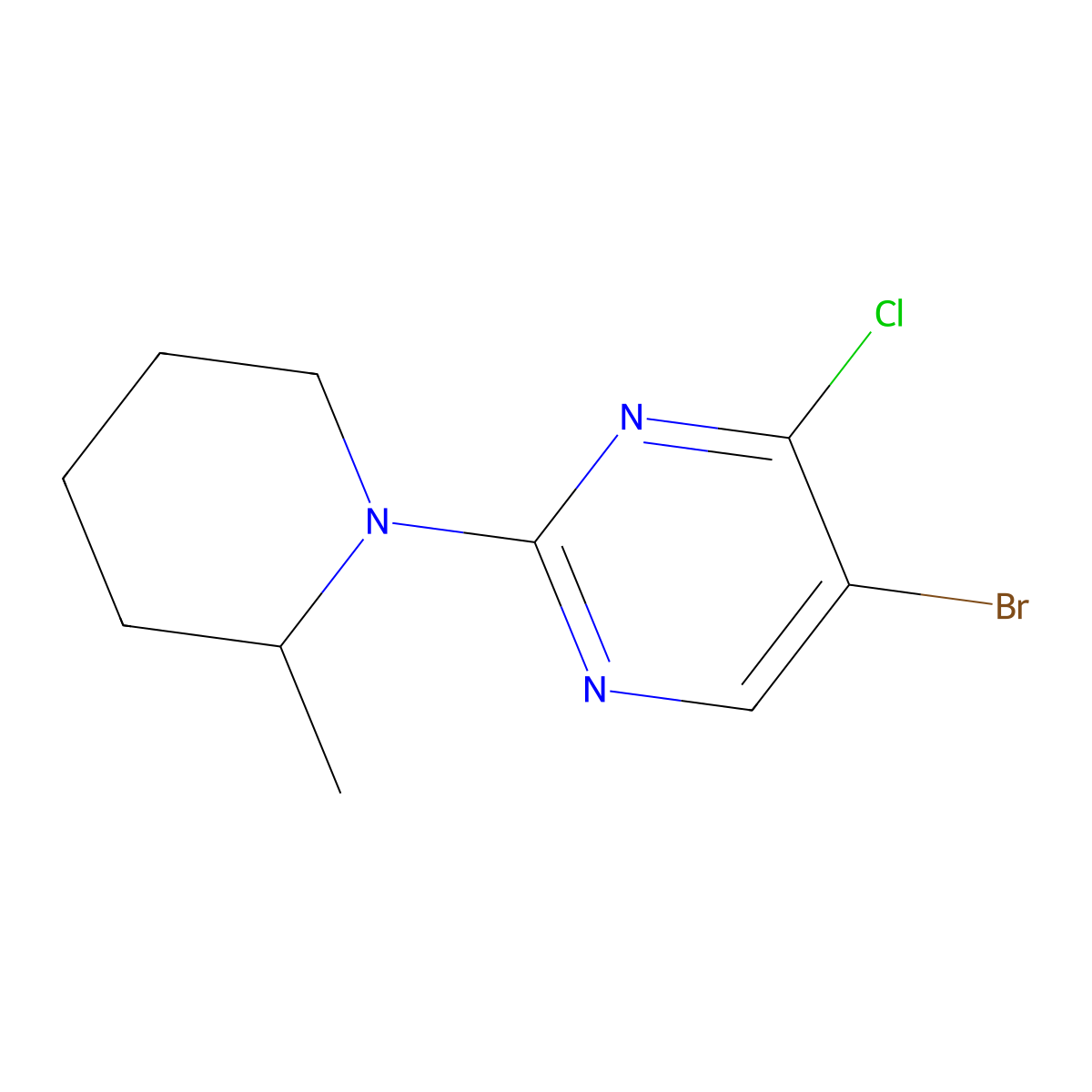 4-Chloro-5-bromo-2-(2-methylpiperidin-1-yl)pyrimidine molecular structure, CAS 1399482-57-5