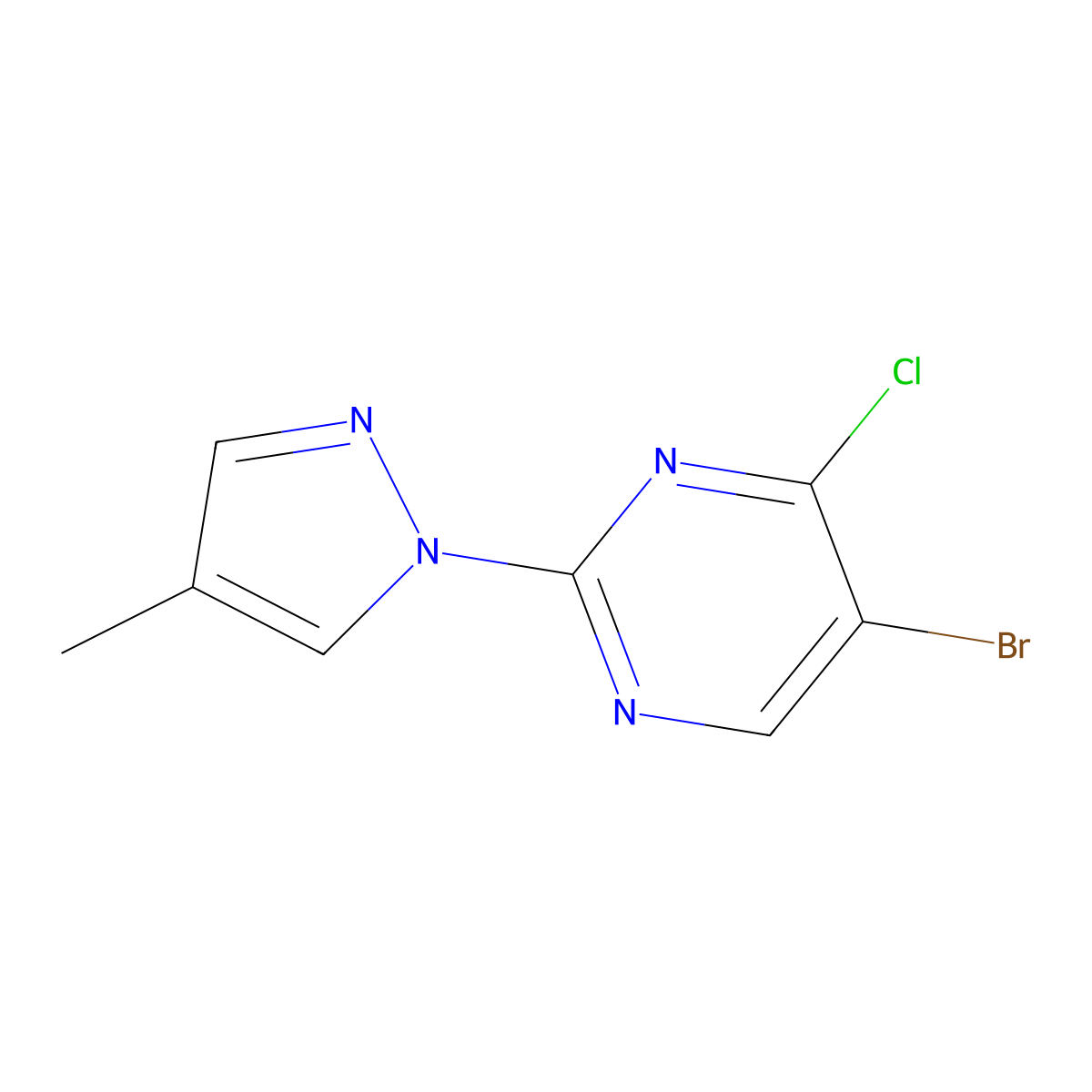 4-Chloro-5-bromo-2-(4-methyl-1H-pyrazol-1-yl)pyrimidine molecular structure, CAS 1399482-63-3