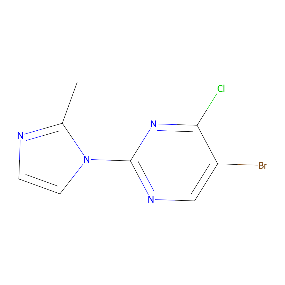 4-Chloro-5-bromo-2-(2-methylimidazol-1-yl)pyrimidine molecular structure, CAS 1399482-65-5