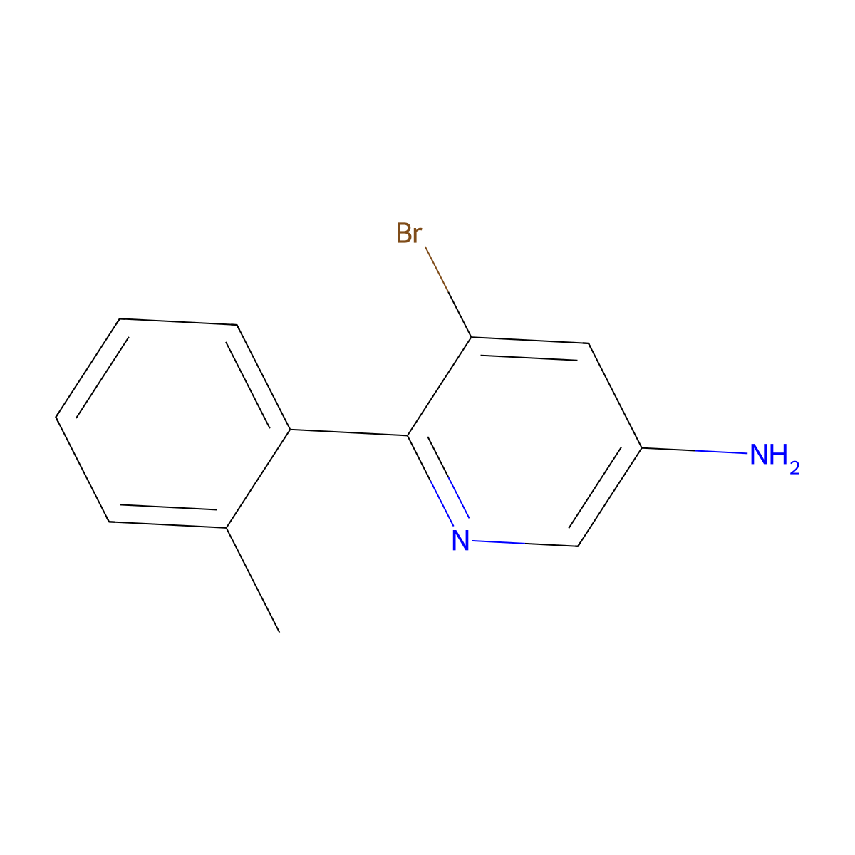 3-Amino-5-bromo-6-(2-tolyl)pyridine molecular structure, CAS 1399482-73-5