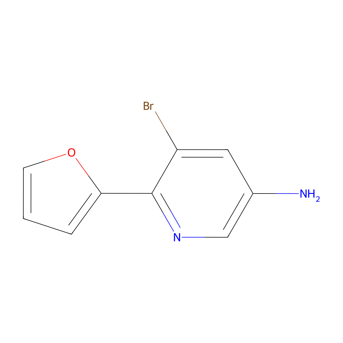 3-Amino-5-bromo-6-(2-furyl)pyridine molecular structure, CAS 1399482-85-9