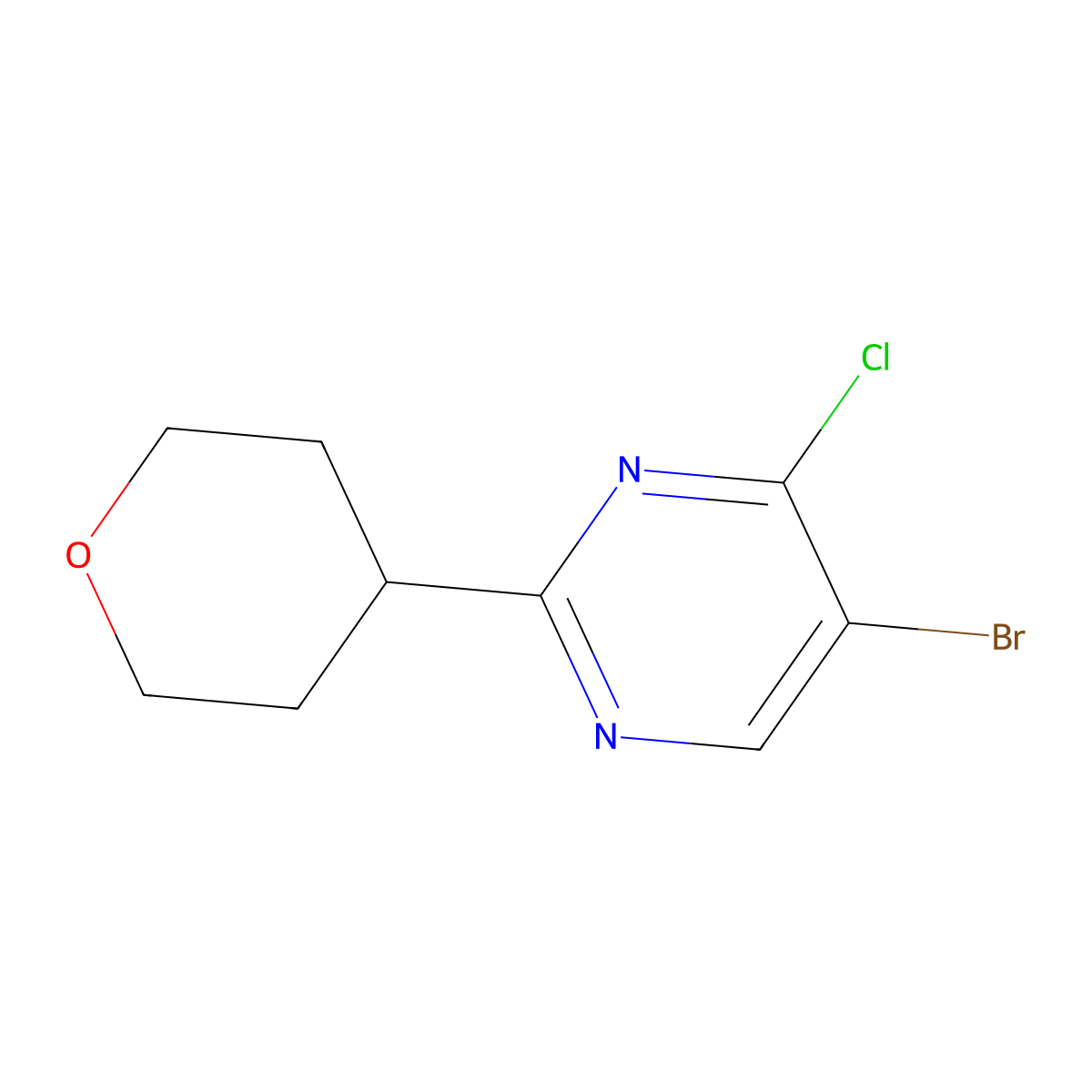 4-Chloro-5-bromo-2-(4-tetrahydropyranyl)pyrimidine molecular structure, CAS 1399482-87-1