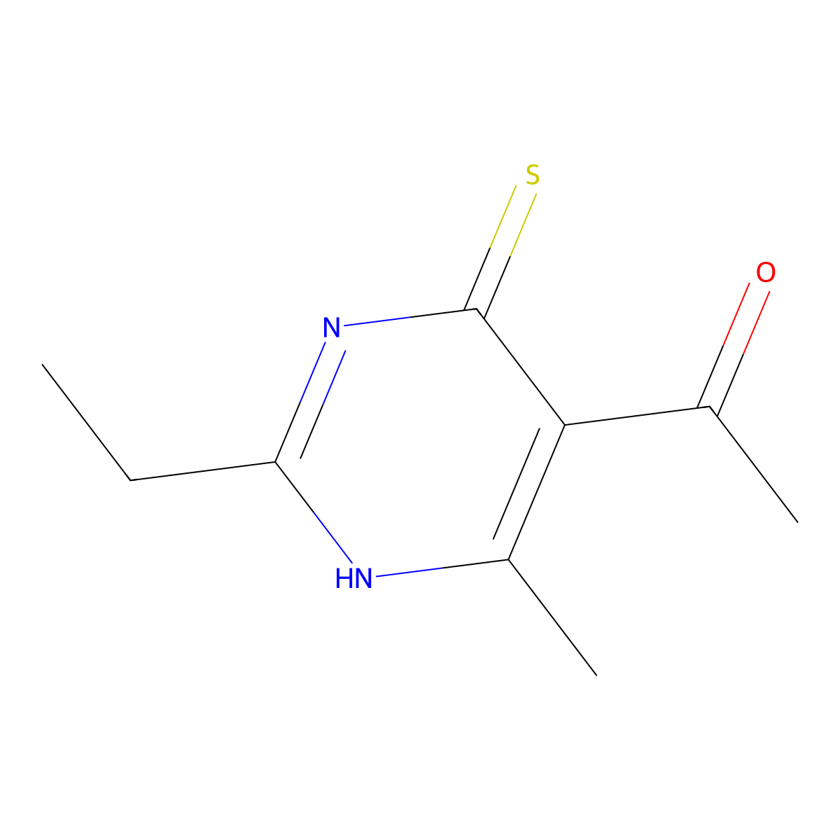 1-(2-Ethyl-4-methyl-6-sulfanylpyrimidin-5-yl)ethan-1-one molecular structure, CAS 13995-64-7