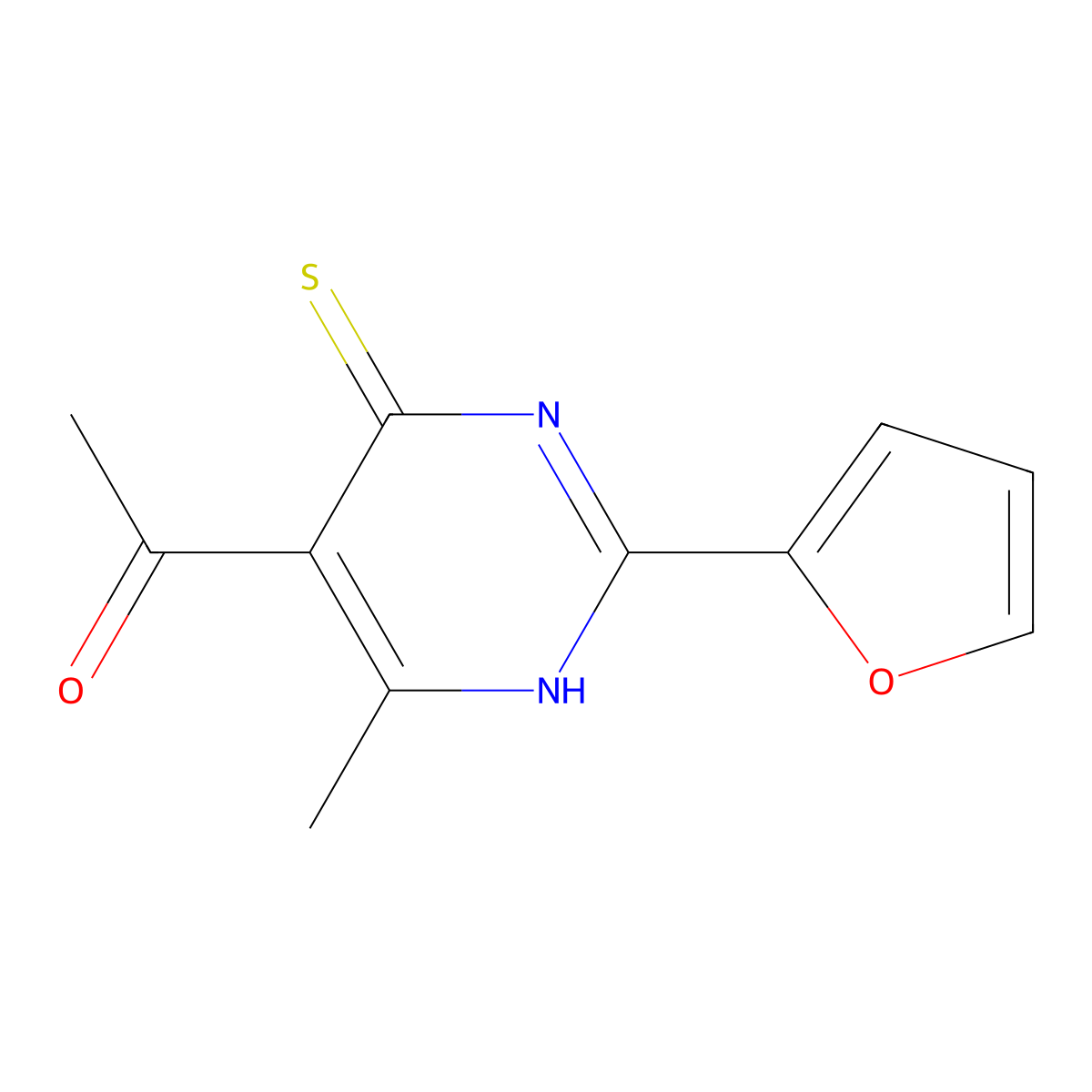 1-[2-(2-Furyl)-4-mercapto-6-methylpyrimidin-5-yl]ethanone molecular structure, CAS 13995-71-6