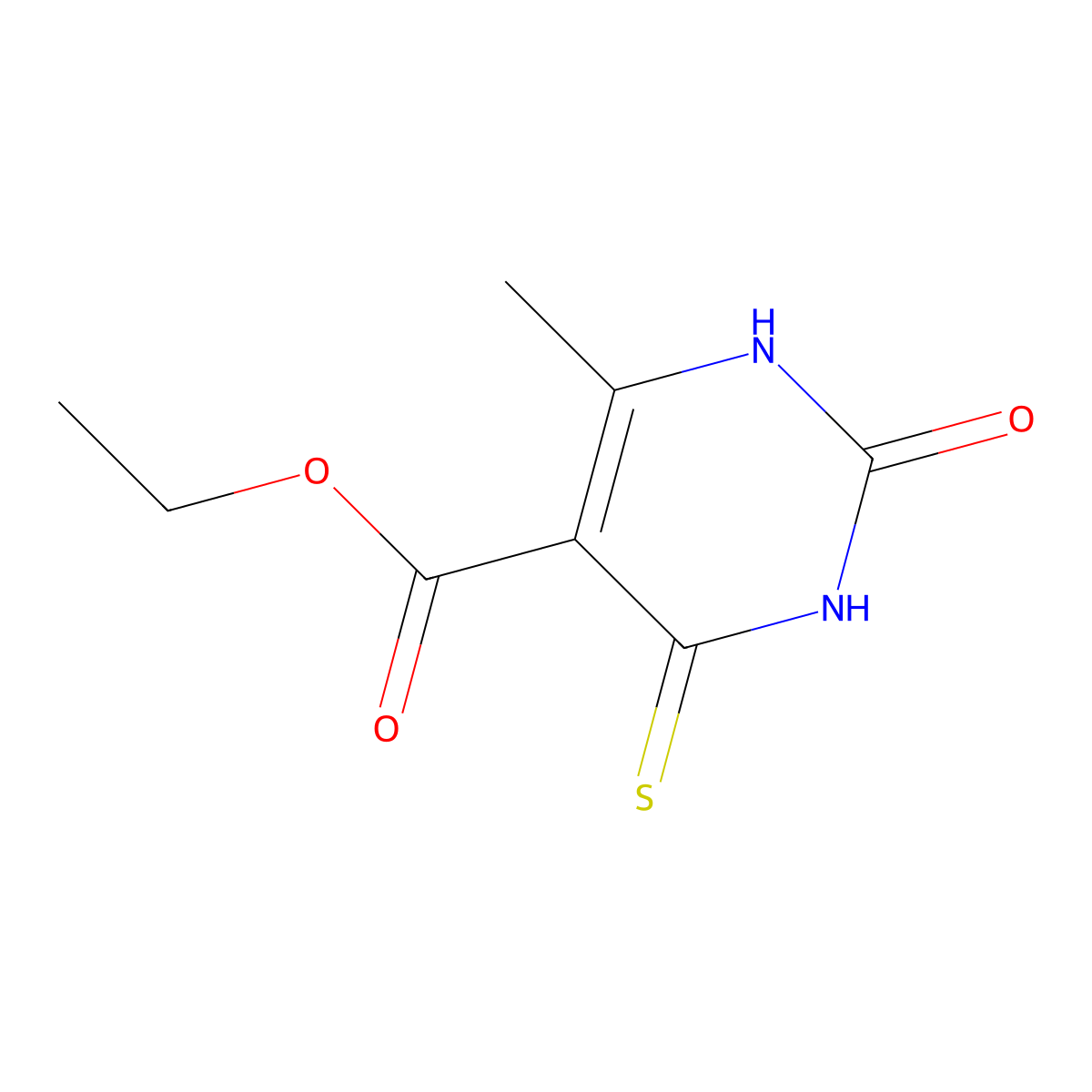 Ethyl 6-methyl-2-oxo-4-sulfanylidene-1,2,3,4-tetrahydropyrimidine-5-carboxylate molecular structure, CAS 13996-05-9